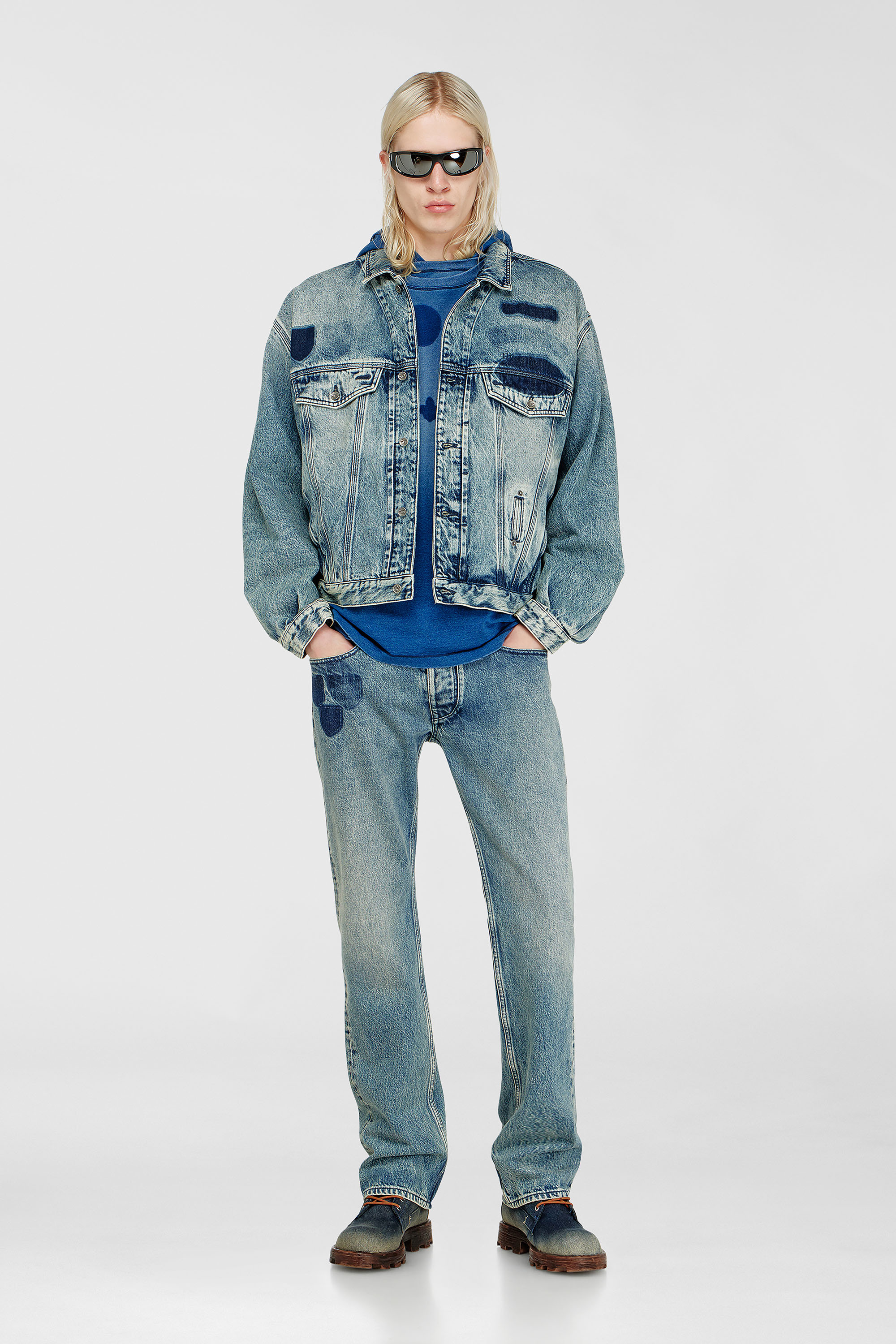 Diesel - T-NOX, T-shirt avec patchs effet ombre Homme in Bleu - 2