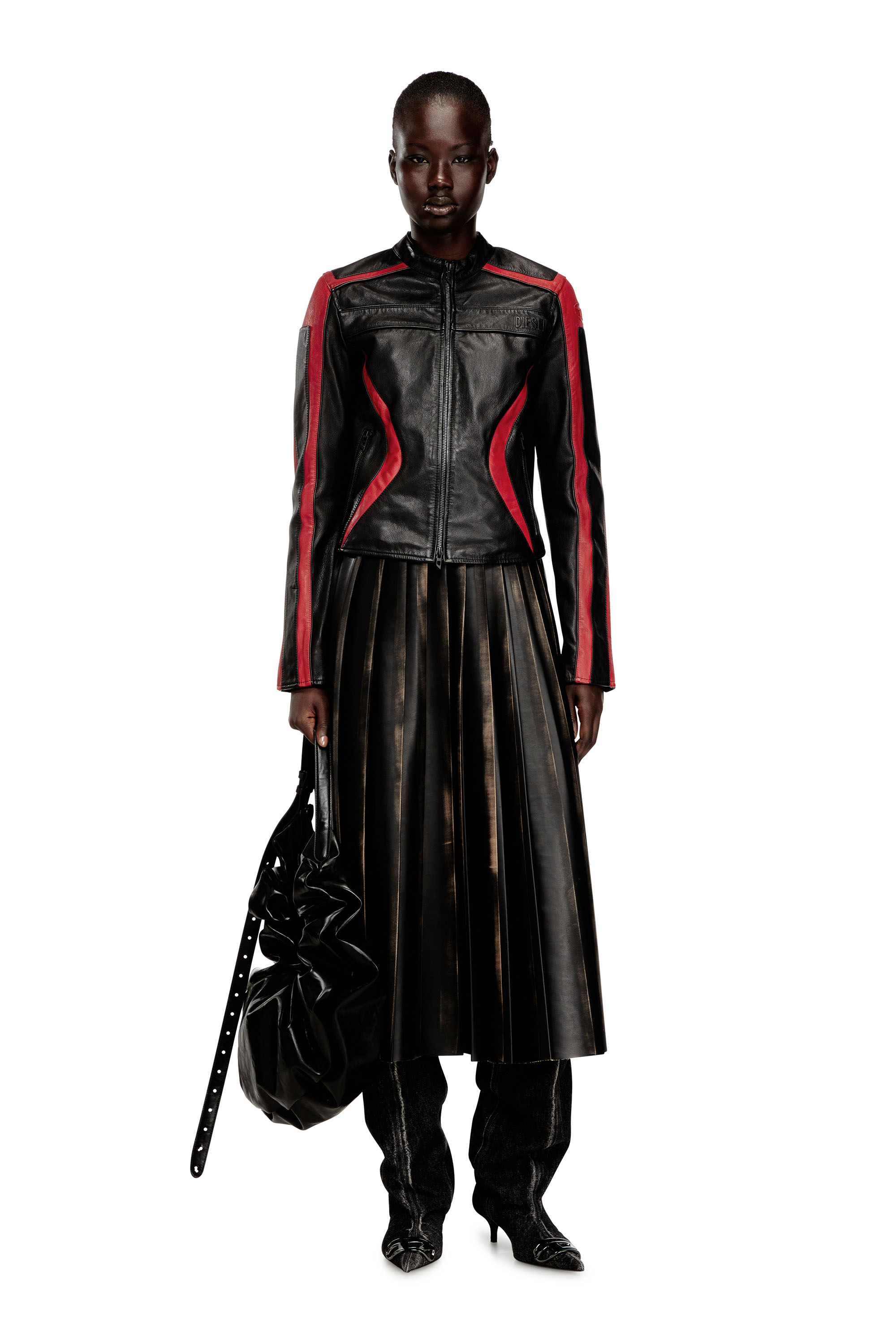 Diesel - O-SAKA, Jupe à demi-longueur plissée effet usé Femme in ToBeDefined - 2