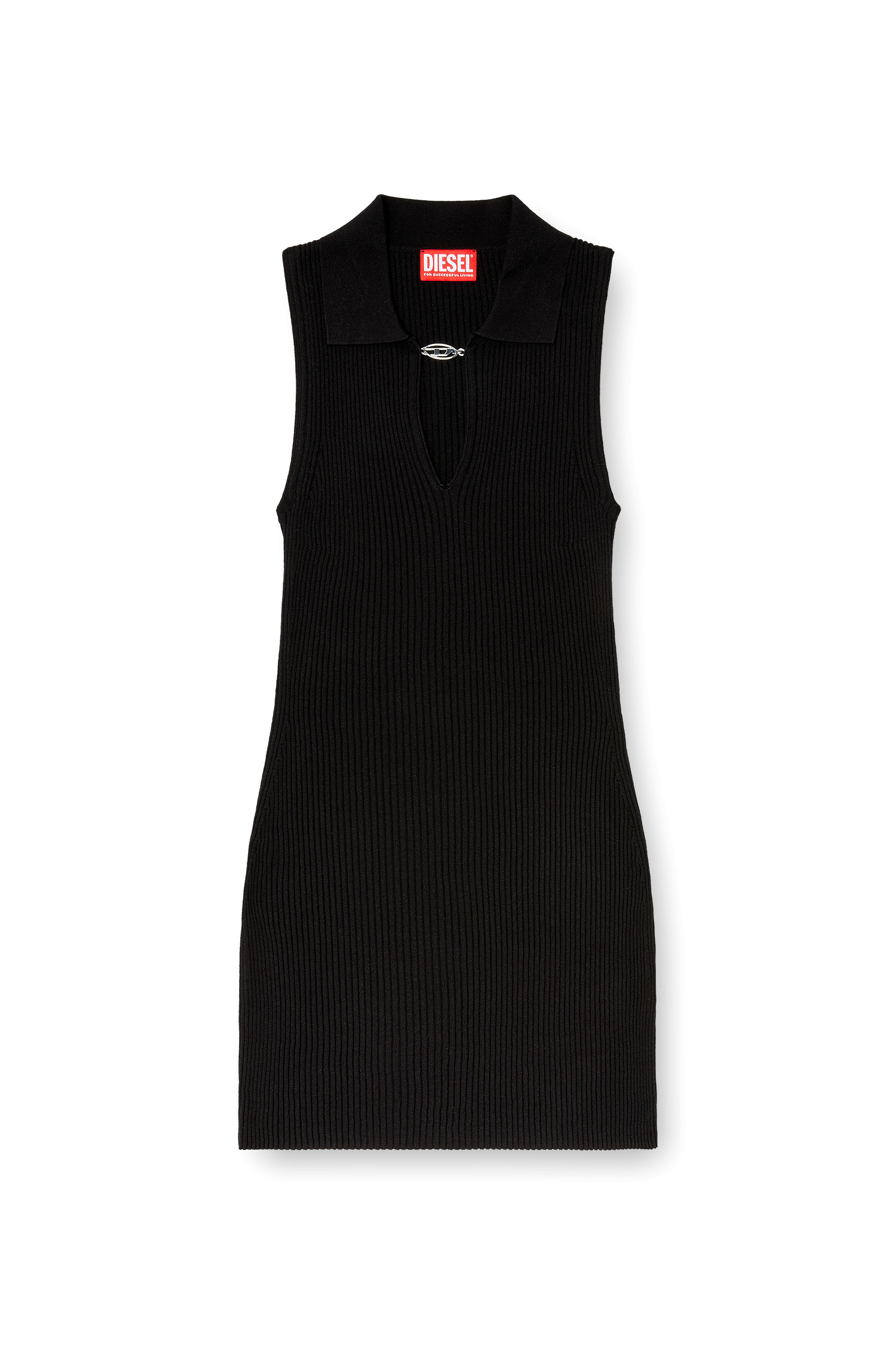 Diesel - M-LILMA, Woman's Short polo dress in silk-blend rib knit in null - 3