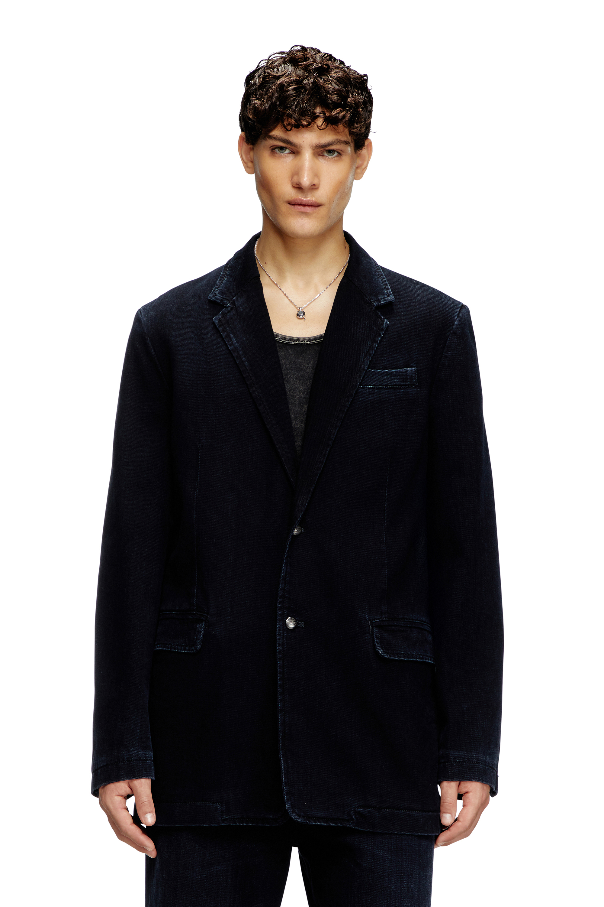 Diesel - D-REGER-D, Blazer en denim strié Mixte in Bleu - 3