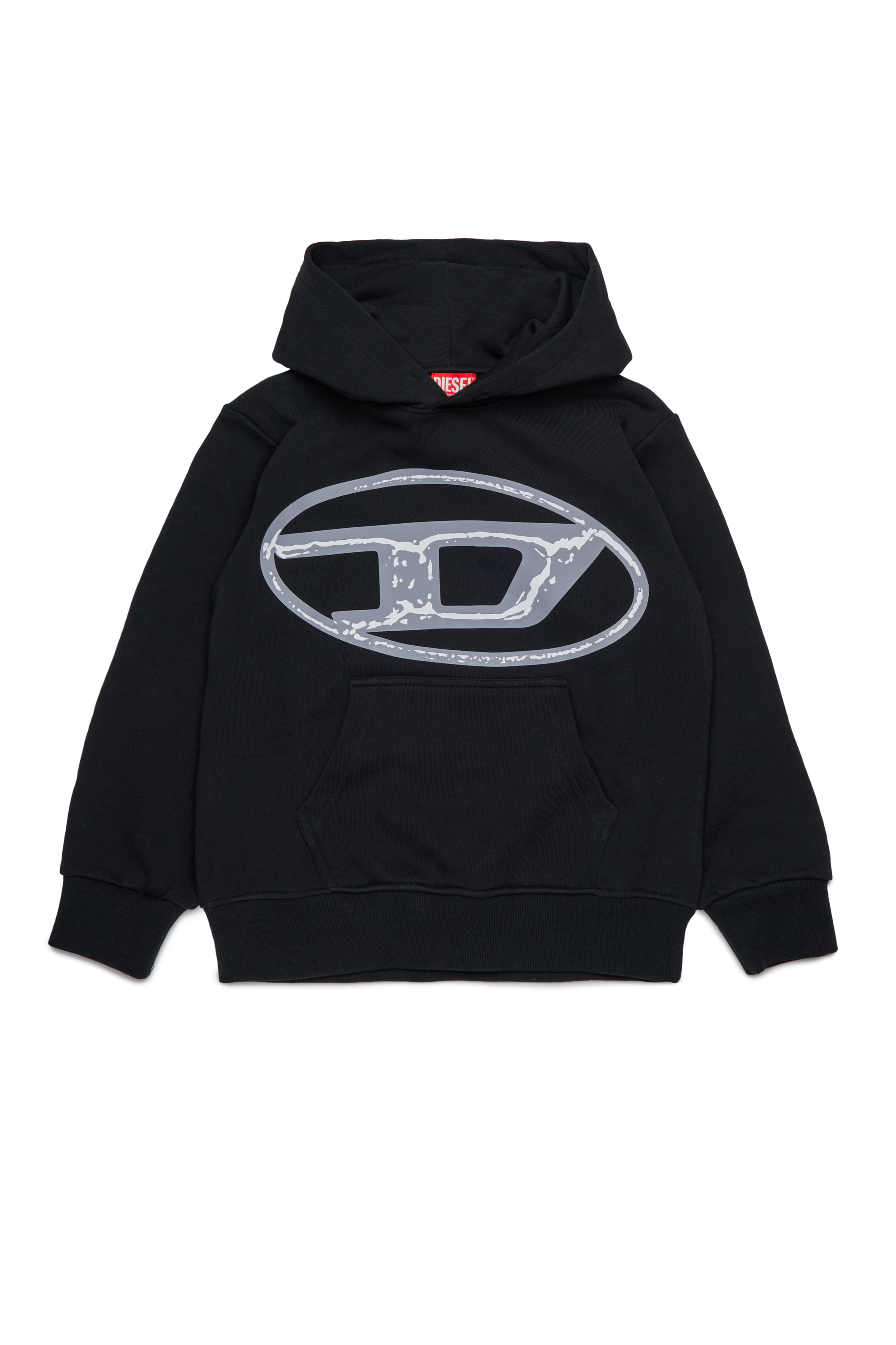 Diesel - SBONNIEHOOD OVER, Sweat à capuche en coton avec logo Oval D Homme in Noir - 1