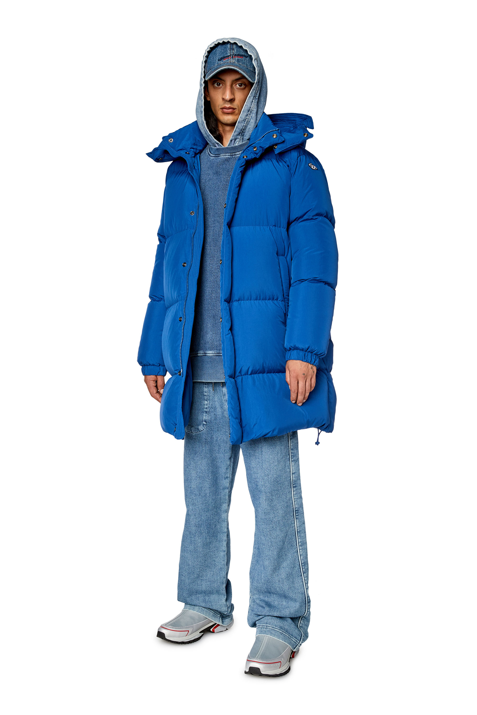 Diesel - W-ROLFYS-LONG, Manteau en duvet avec traitement ViralOff® Homme in Bleu - 2