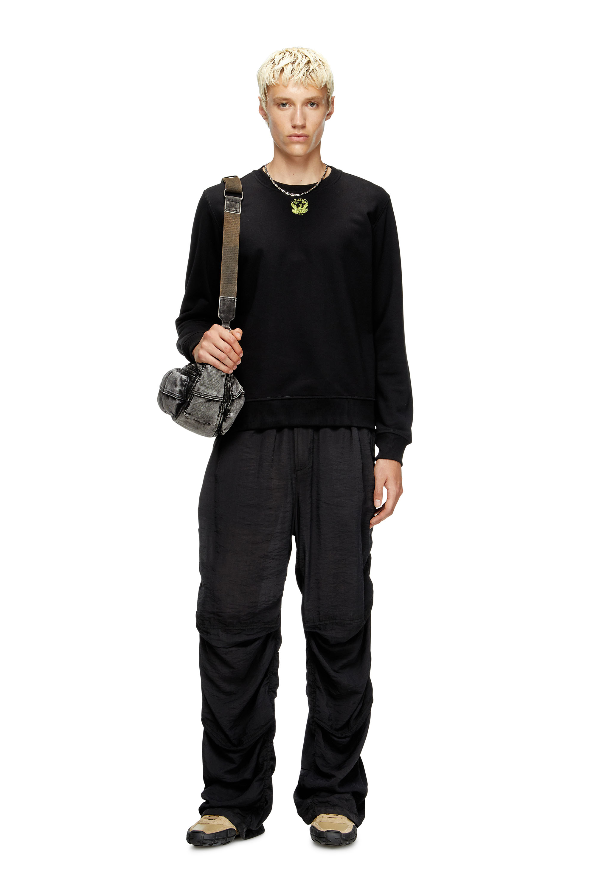 Diesel - S-GINN-T1, Sweat-shirt avec phénix brodé Homme in Noir - 2