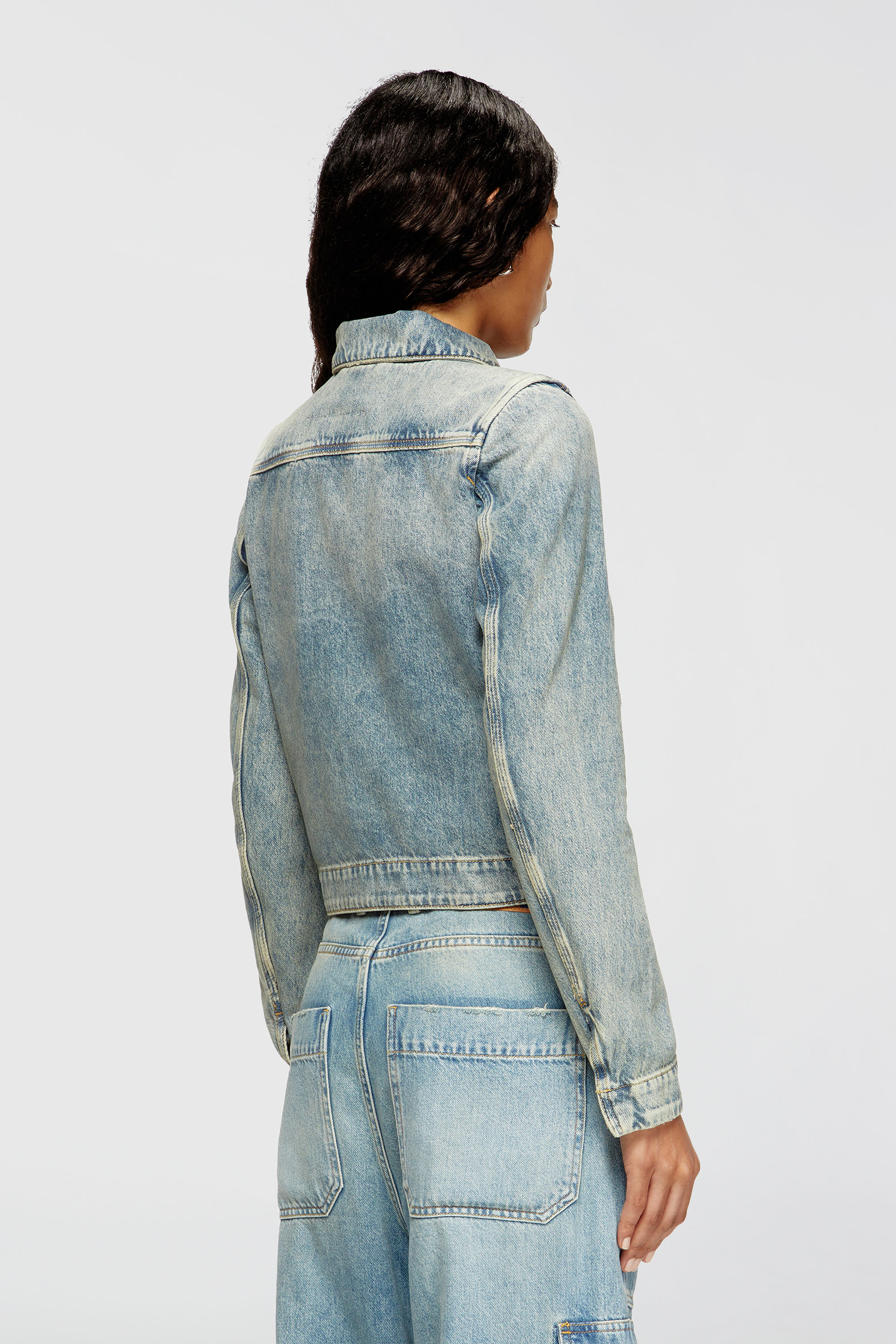 Diesel - DE-CORB, Veste en denim fluide effet sali Femme in Bleu - 4