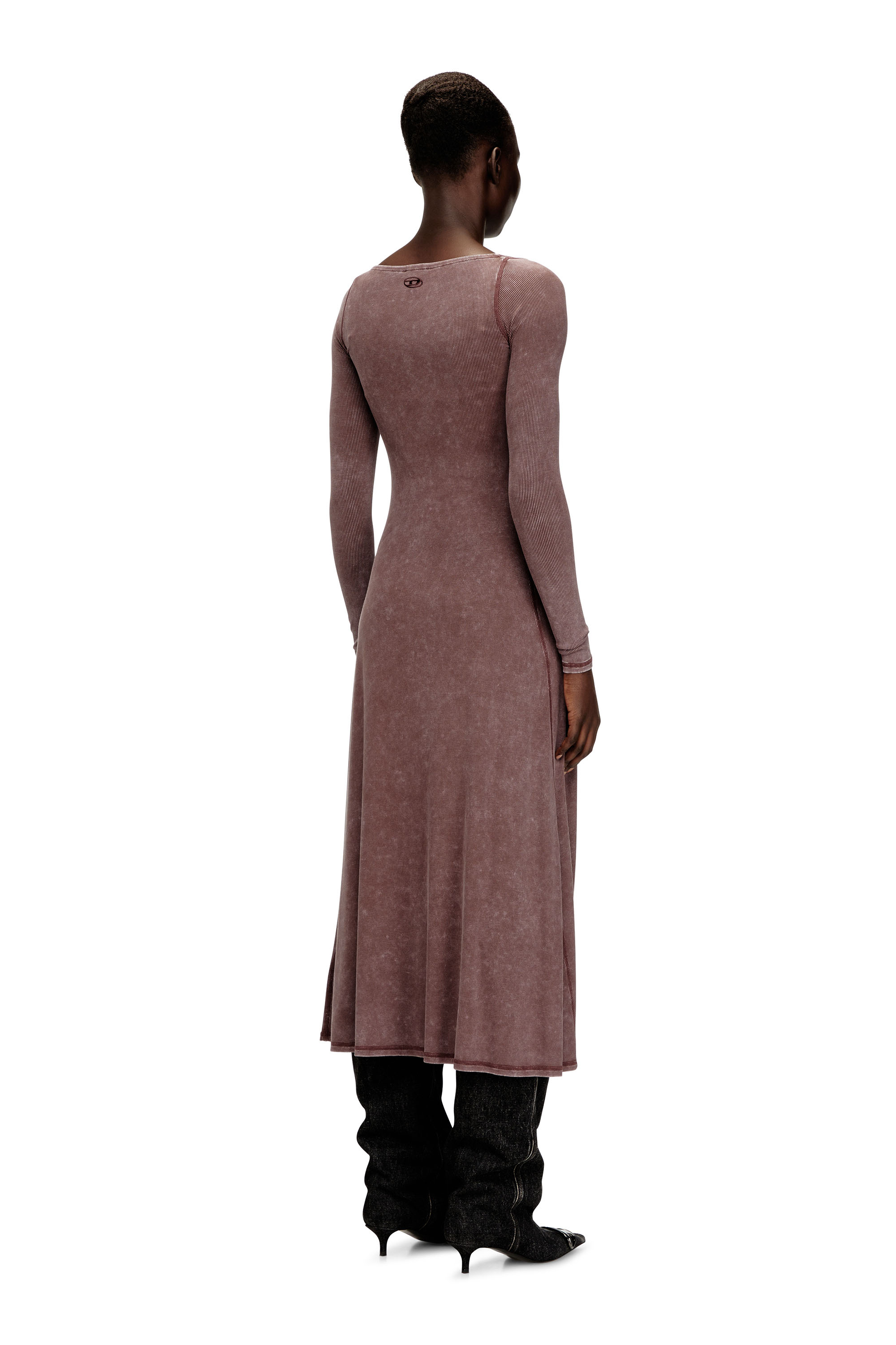 Diesel - D-LEY, Robe mi-longue en jersey côtelé délavé Femme in ToBeDefined - 4