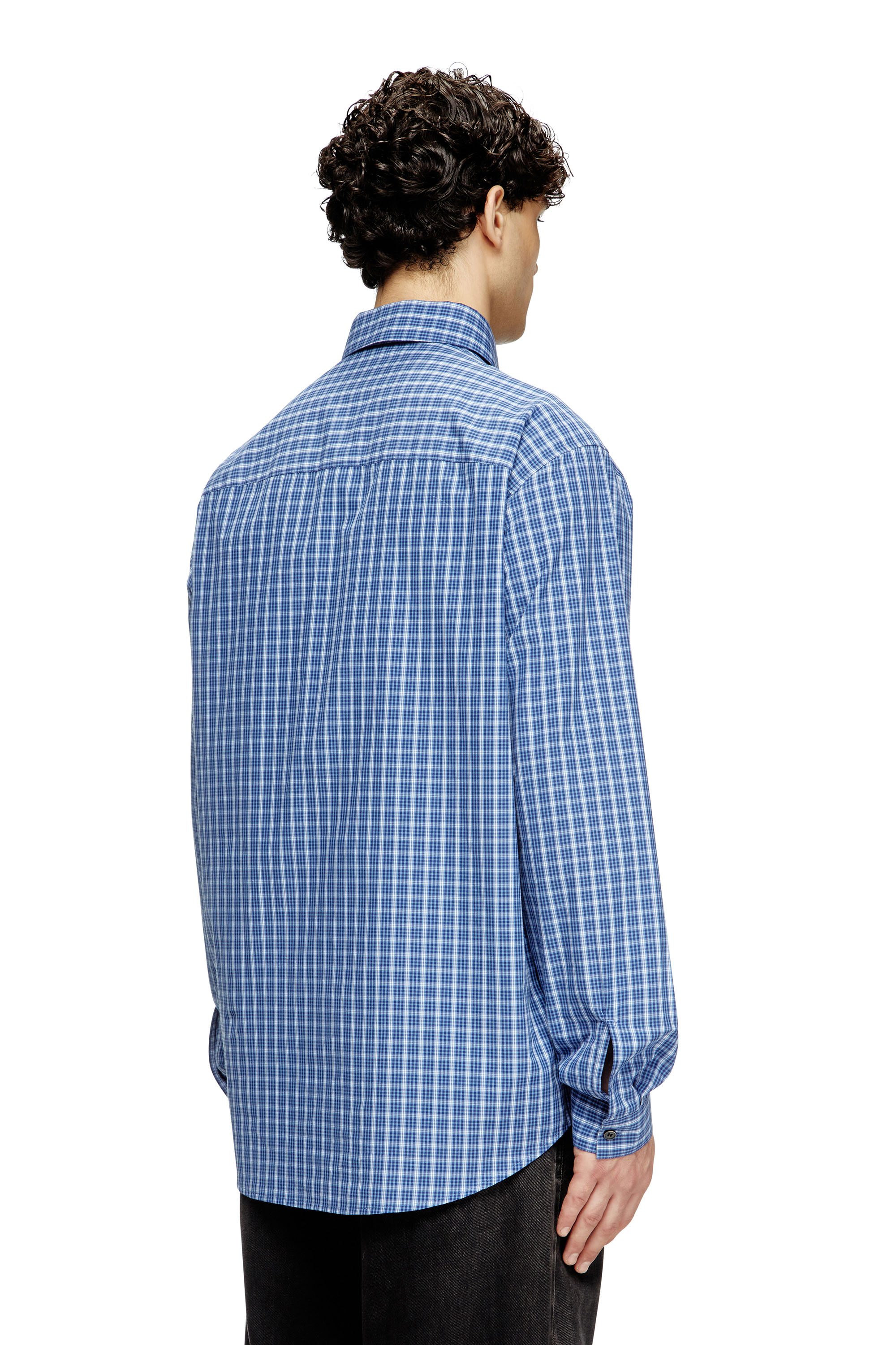 Diesel - S-SIMPLY-DLBV, Chemise à carreaux avec broderie Oval D Homme in Bleu - 3