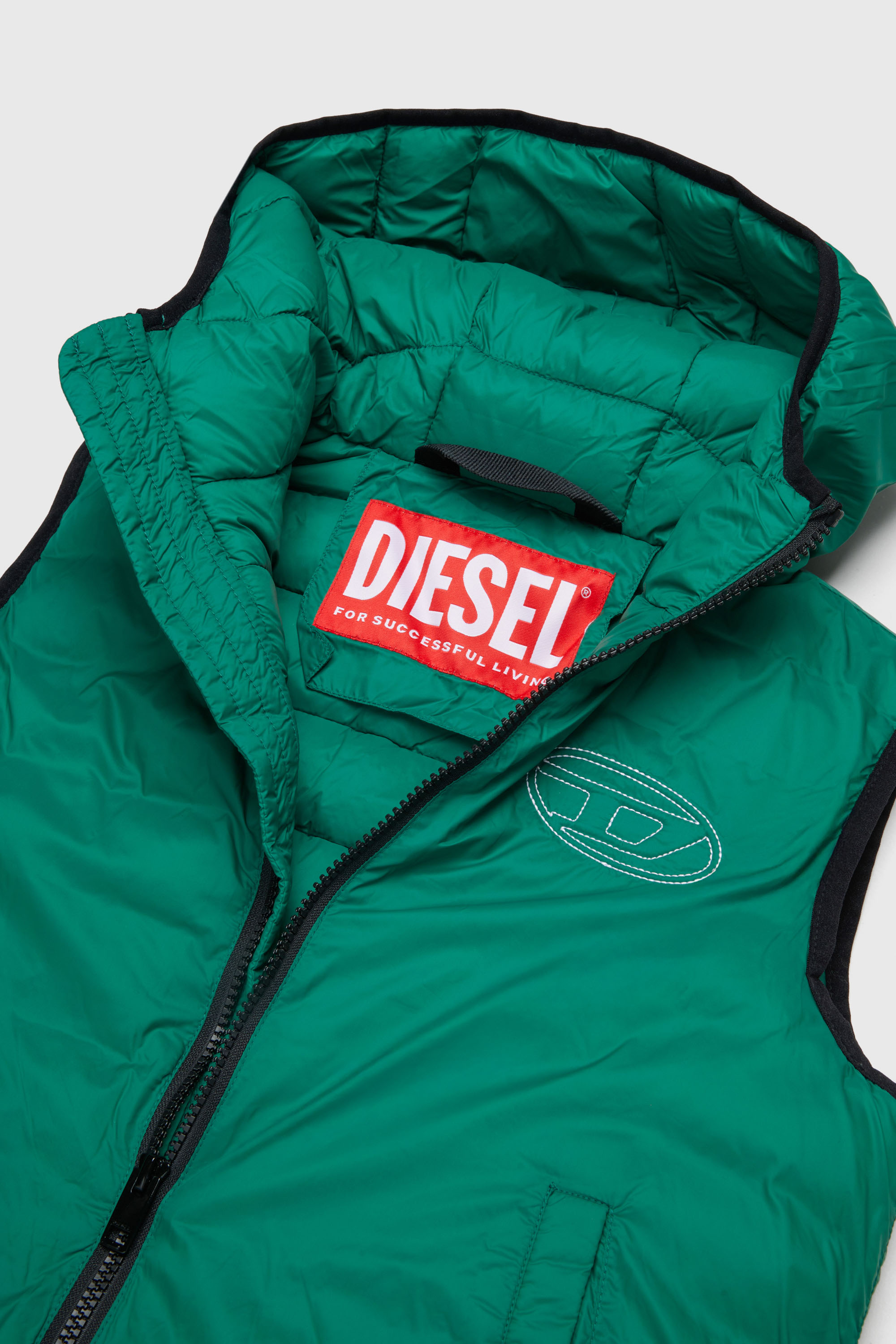 Diesel - JOSIP, Gilet &agrave; capuche en nylon matelass&eacute; Mixte in Vert - 3