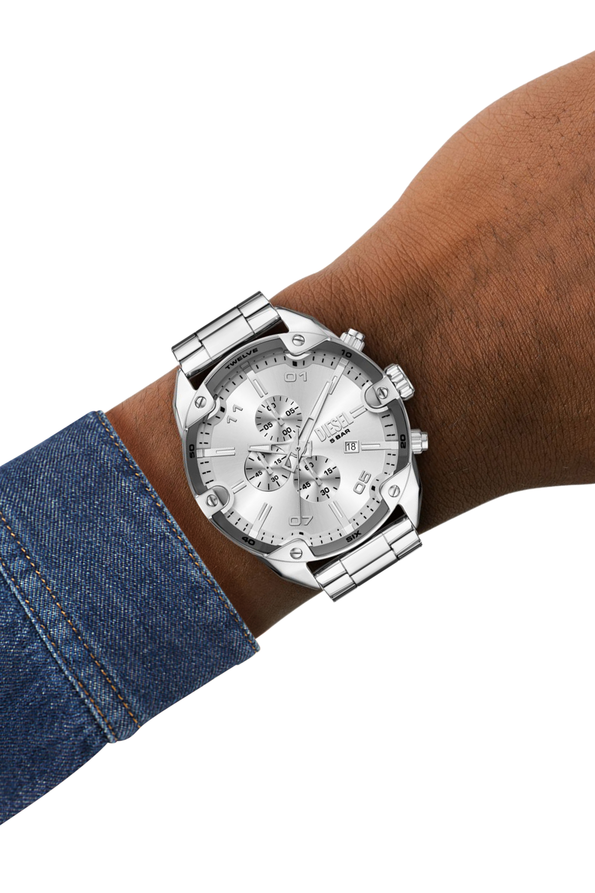 Diesel - DZ4677, Man's Spiked stainless steel watch in Silver - 4