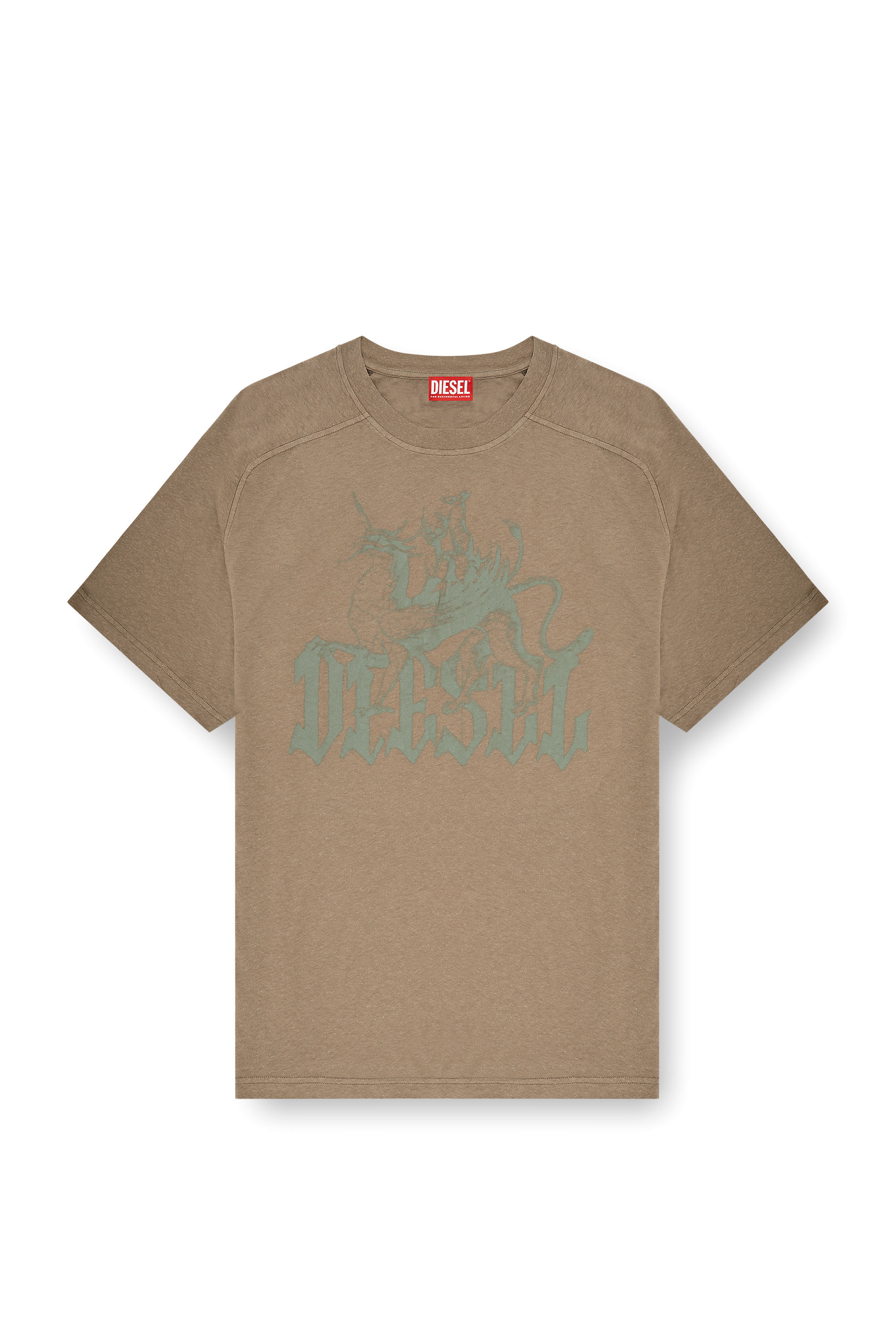 Diesel - T-JUSSI-A, T-shirt imprim&eacute; en coton et chanvre Homme in Beige - 3