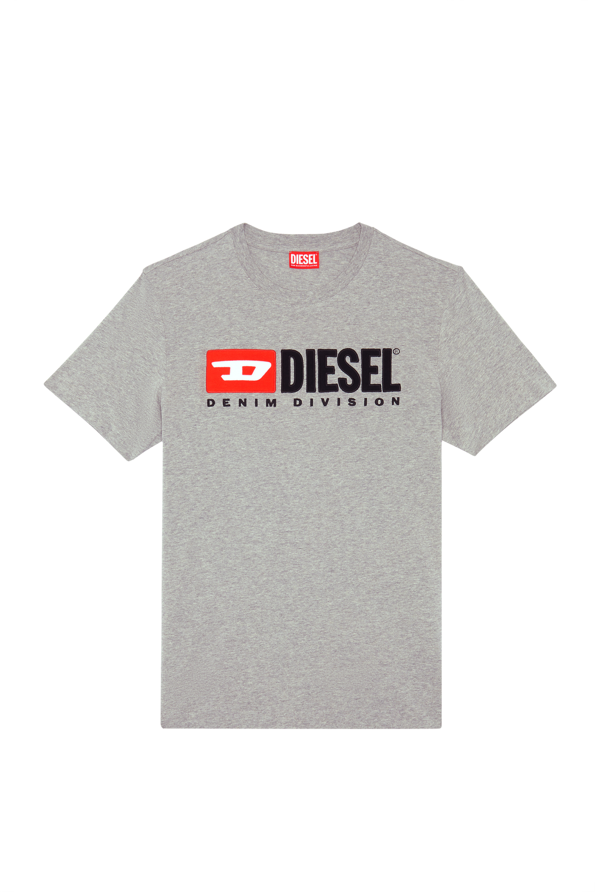 Diesel - T-DIEGOR-DIV, Man T-shirt with embroidered logo in Grey - Image 3