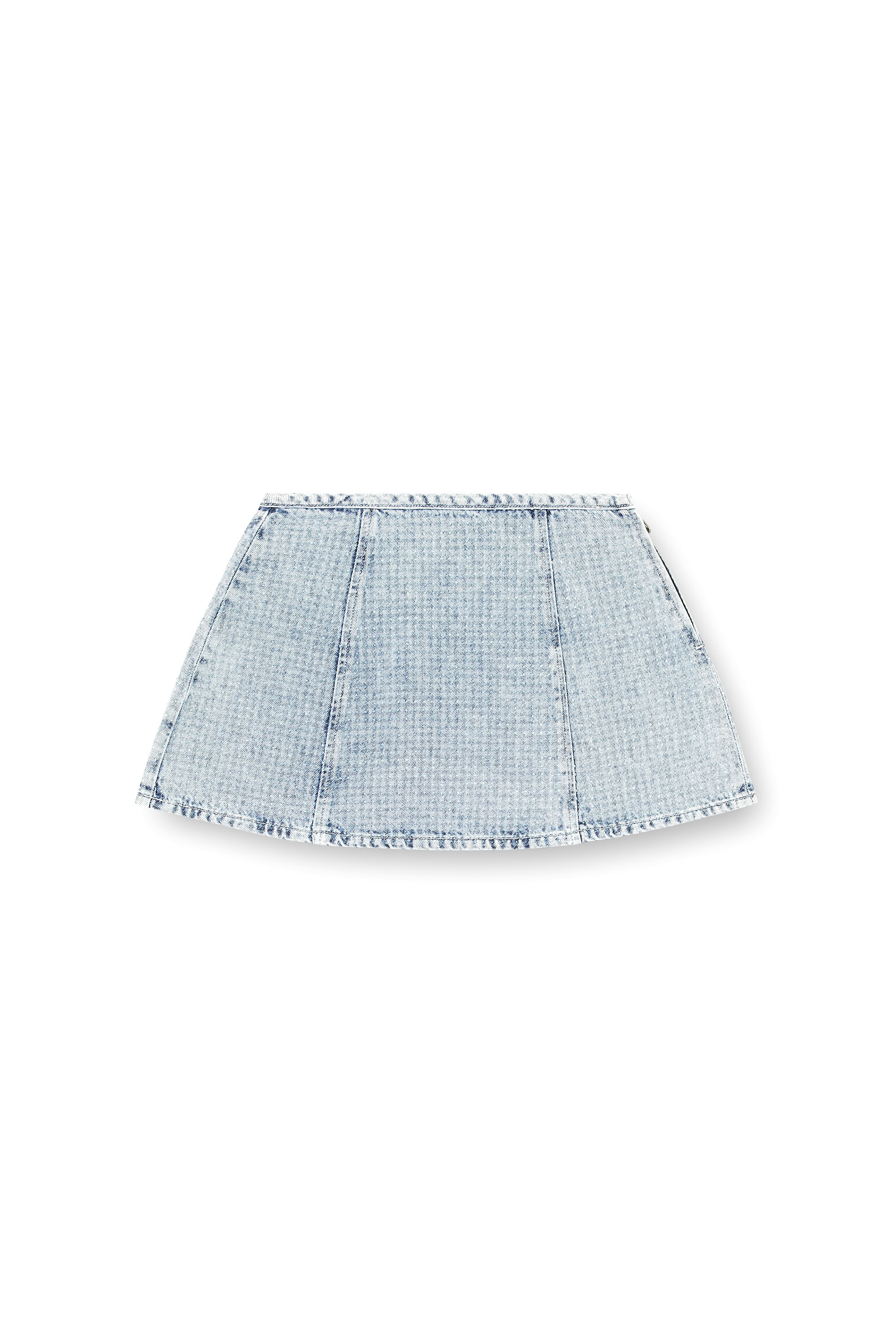 Diesel - DE-SWENY-S, Mini-jupe en denim graphique avec cristaux Femme in Bleu - 3