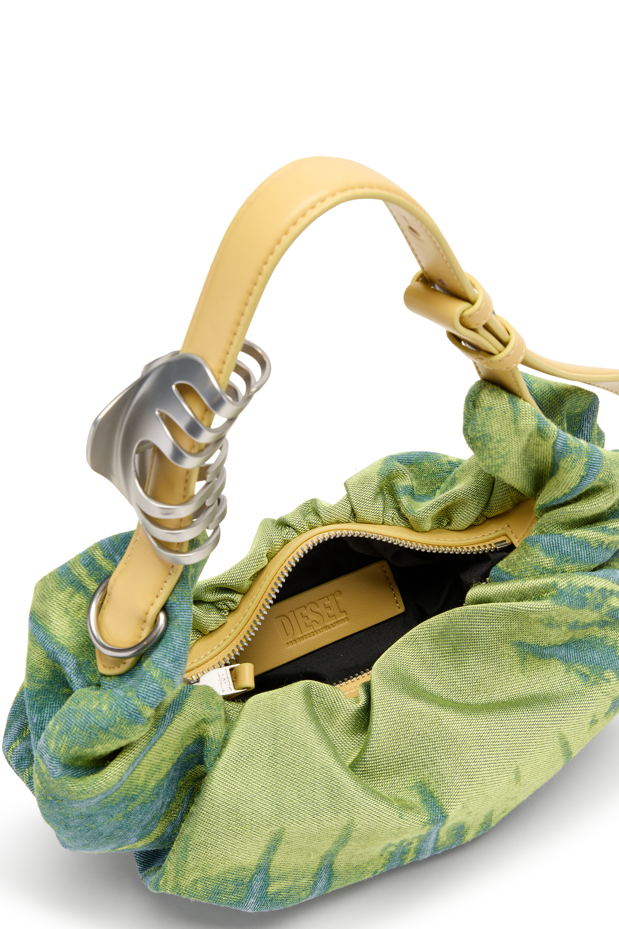 Diesel - GRAB-D HOBO S, Grab-D-Sac hobo froiss&eacute; en satin denim Femme in Vert - 5