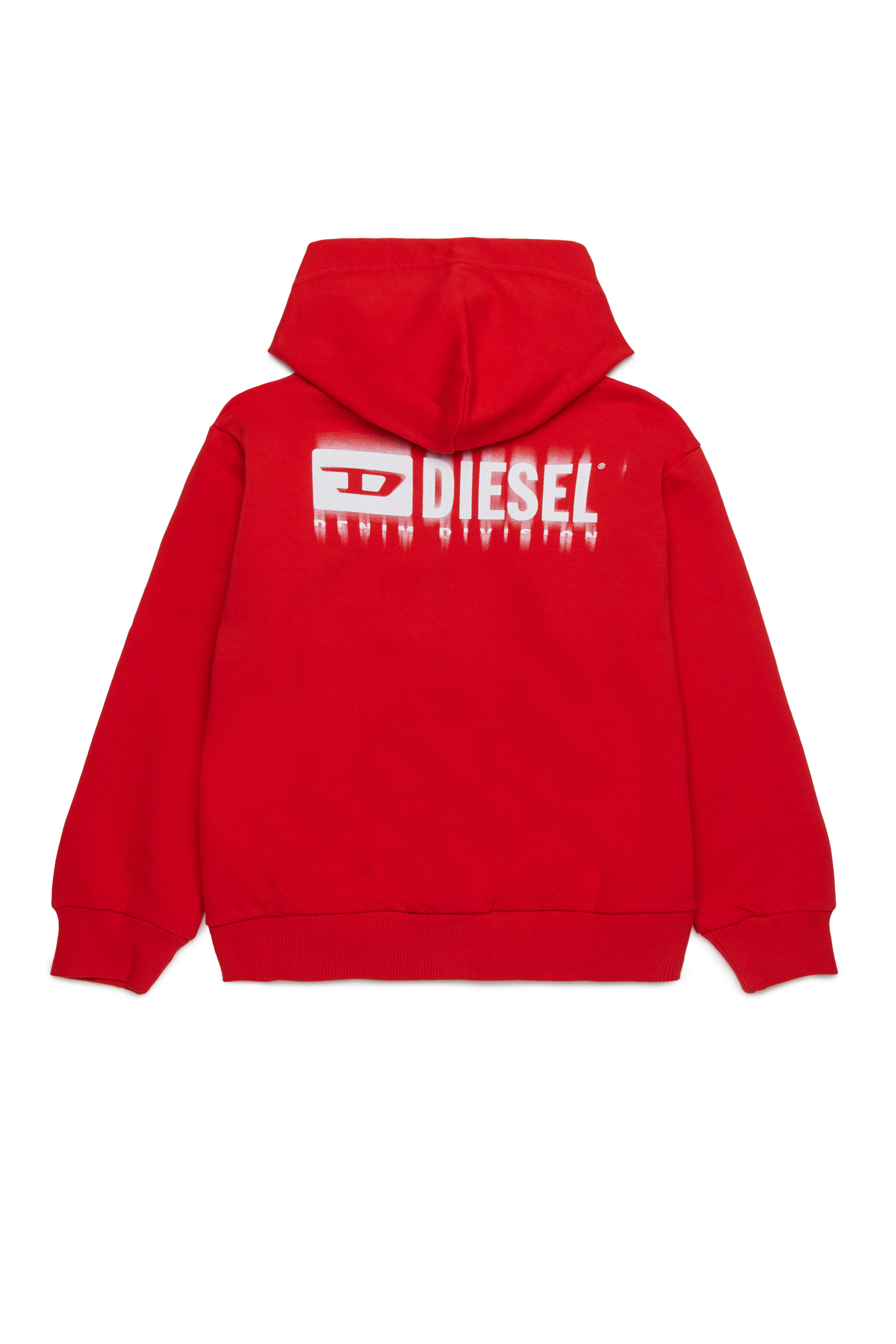 Diesel - SVOUGZIP OVER, Sweat-shirt à capuche zippé avec logo taché Homme in Rouge - 2