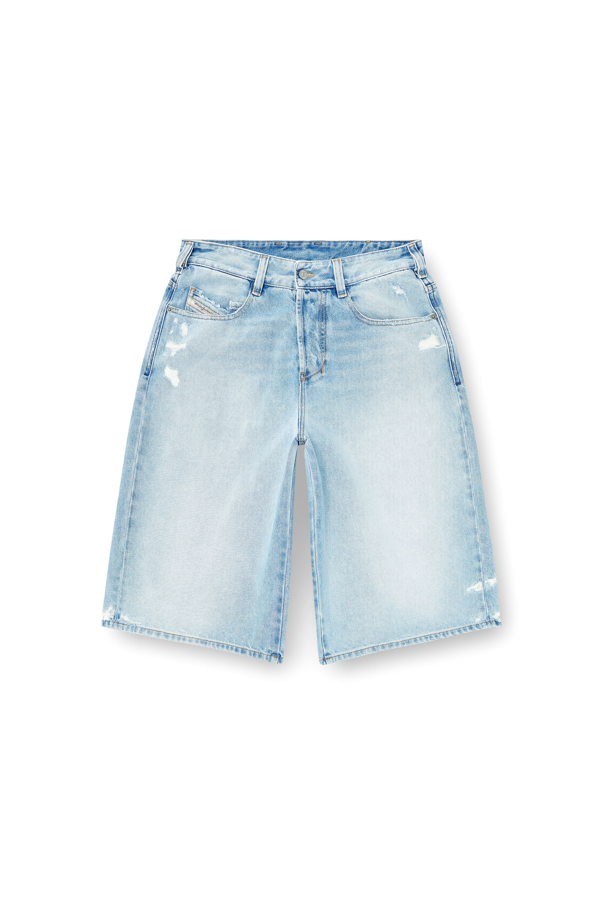 Diesel - D-ENIM-M-SHORT, Short en denim effet d&eacute;chir&eacute; Mixte in Bleu - 3