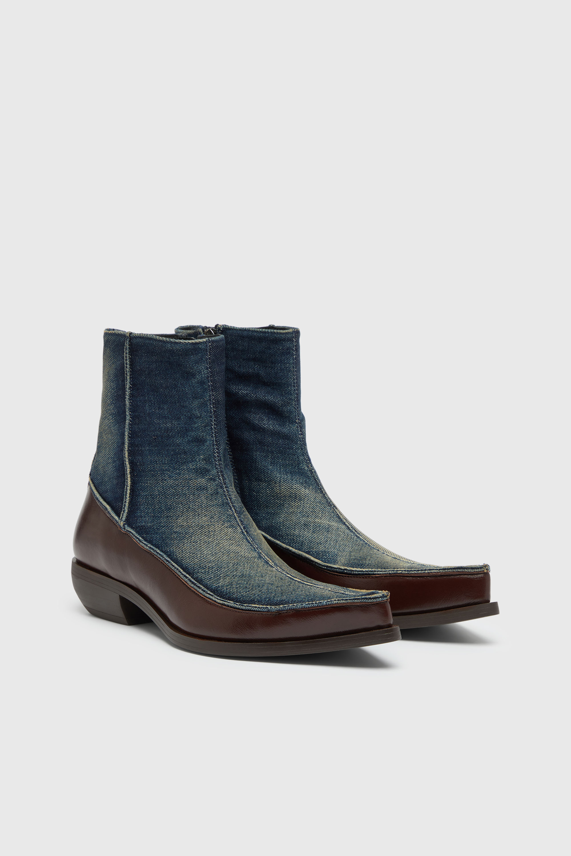 Diesel - D-FRIDO-30-TR, D-Frido-Bottines western en cuir et denim Homme in ToBeDefined - 3