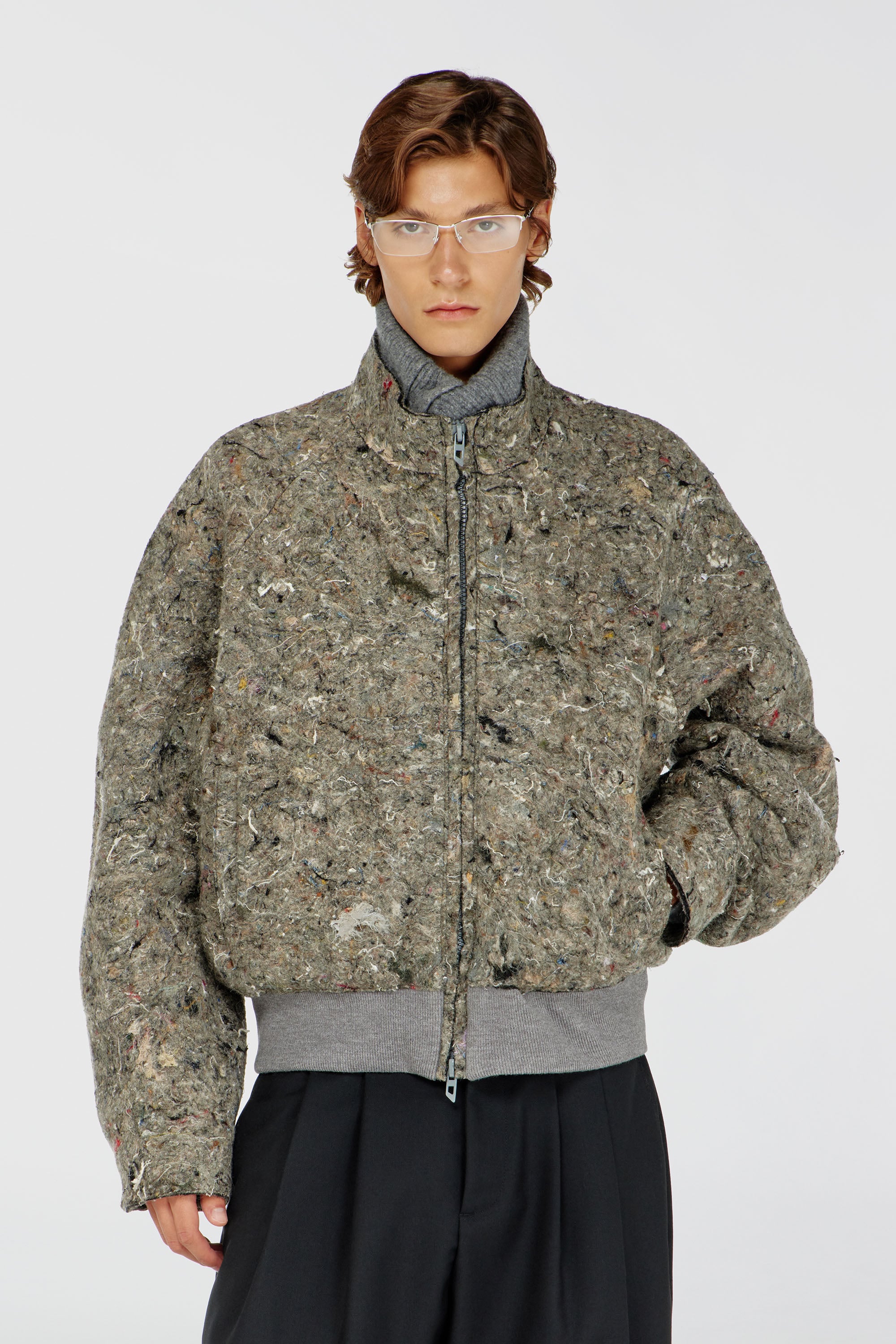 Diesel - J-DISTEM, Veste en feutre upcycl&eacute; Homme in Gris - 1