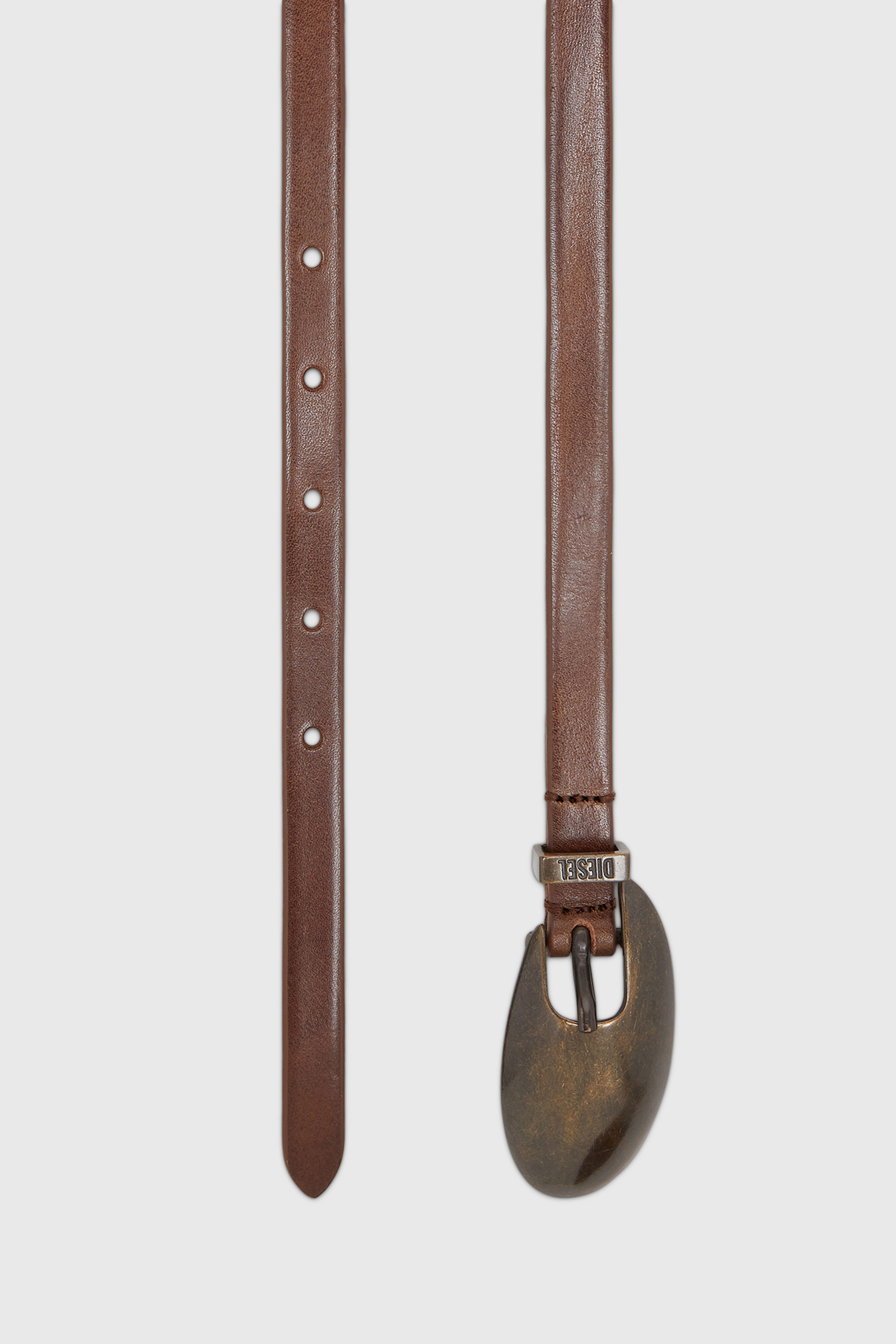 Diesel - B-ROP 15, Ceinture 1.5 cm fine en cuir avec boucle sculpturale Femme in Marron - 2
