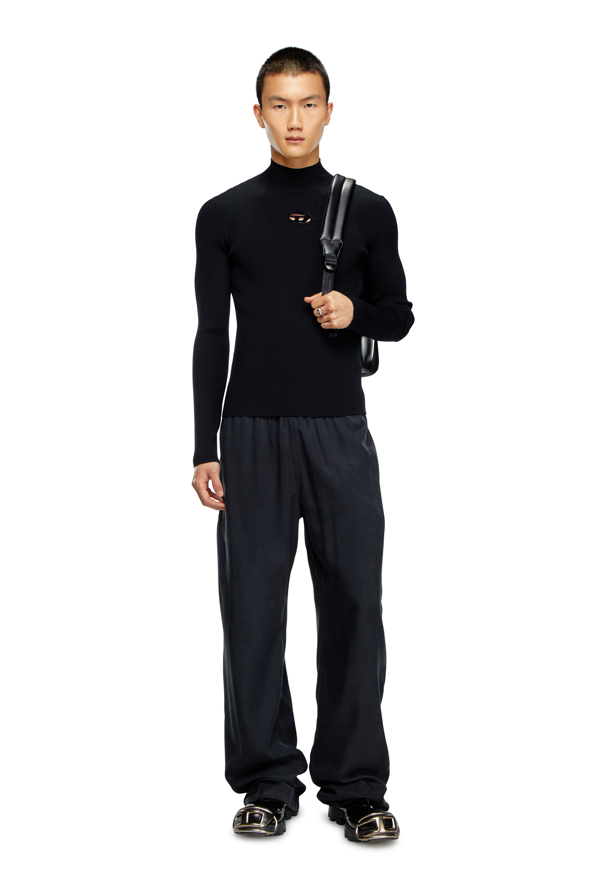 Diesel - K-ZACKARY, Pull à col montant avec Oval D Homme in Noir - 2