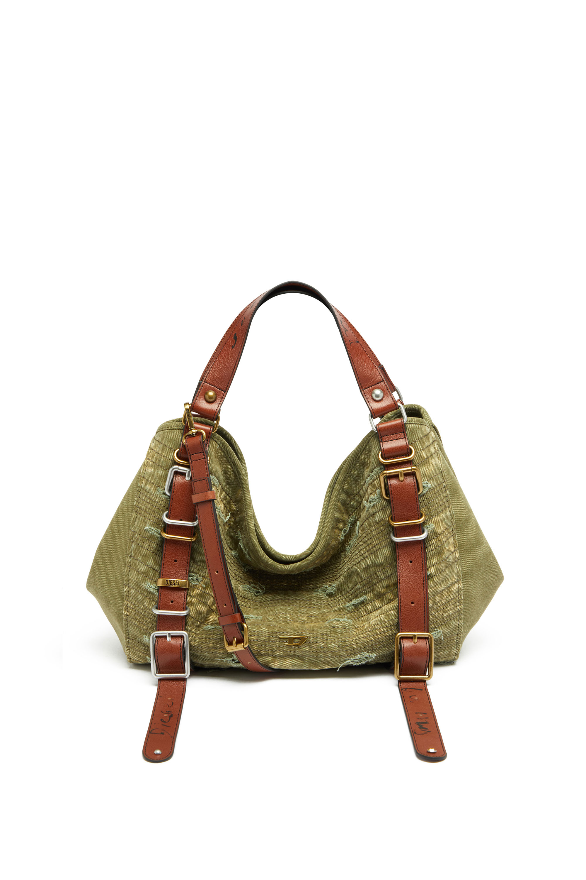Diesel - D-ONE TOPHANDLE M, D-One-Sac medium &agrave; poign&eacute;e sup&eacute;rieure en toile vieillie Mixte in Vert - 2