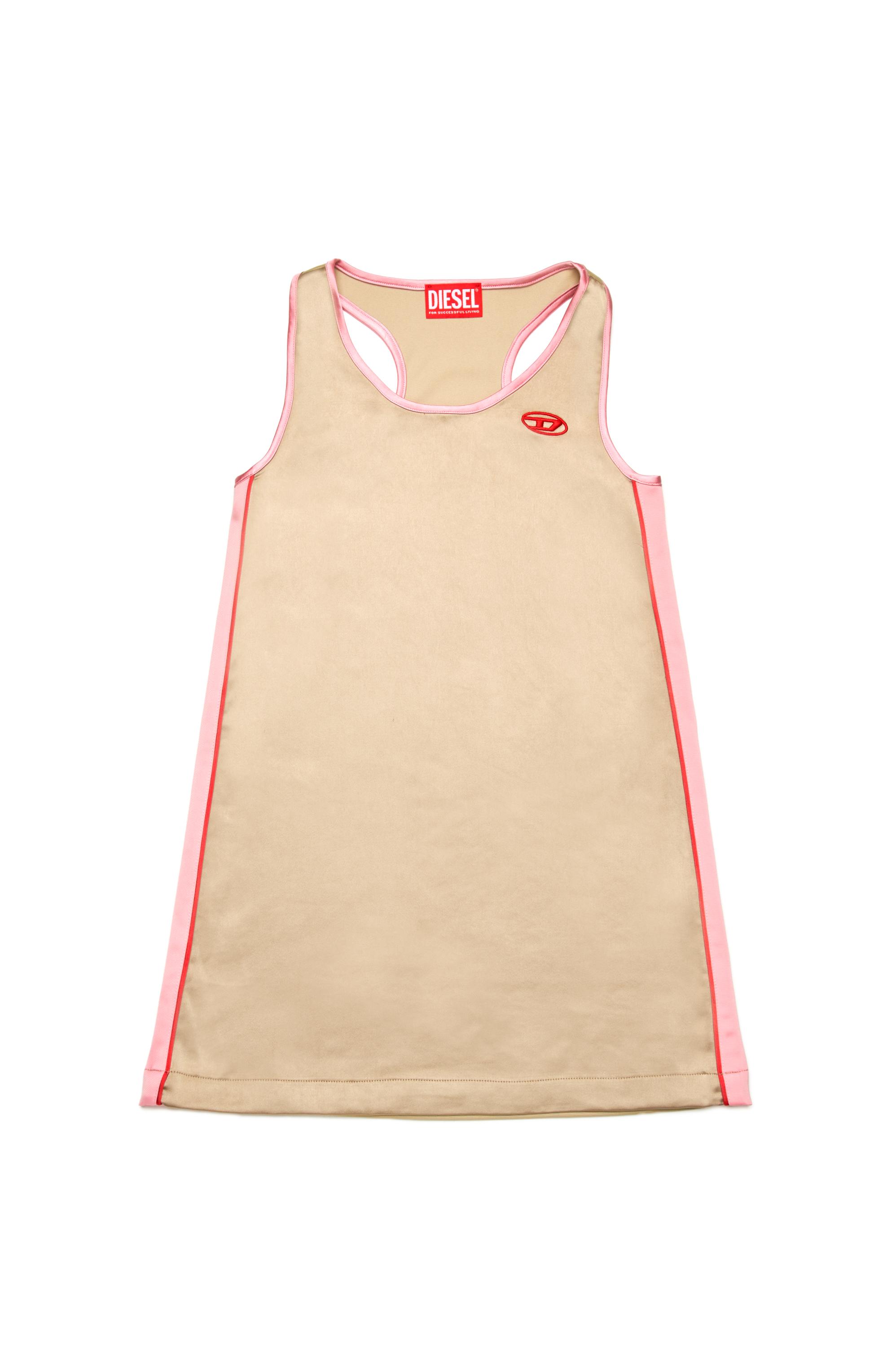 Diesel - DARLYN, Robe &agrave; dos nageur en satin et jersey Femme in Marron - 1