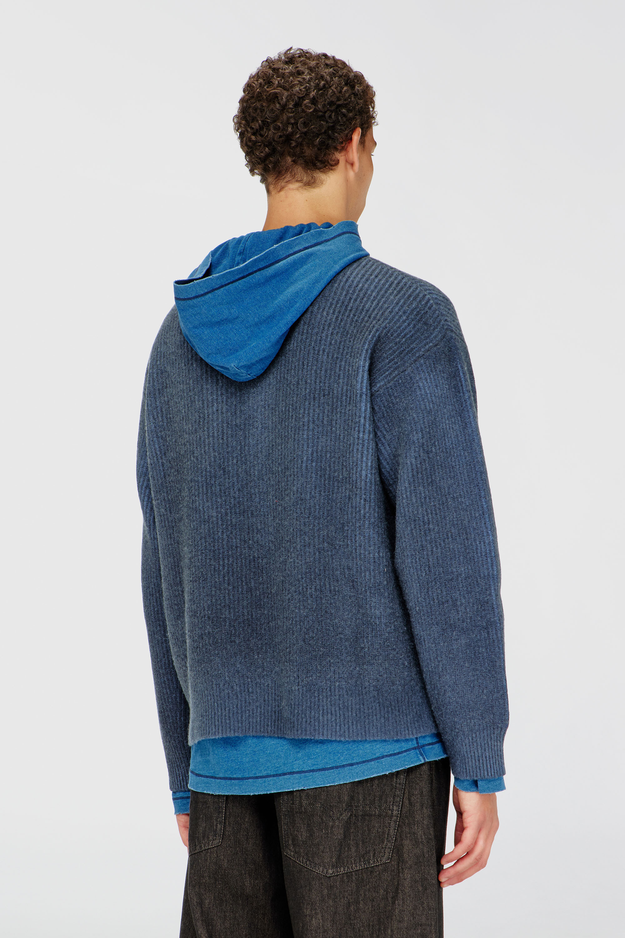 Diesel - K-PICKLER, Pull en m&eacute;lange de laine avec fausse poche Homme in Bleu - 4