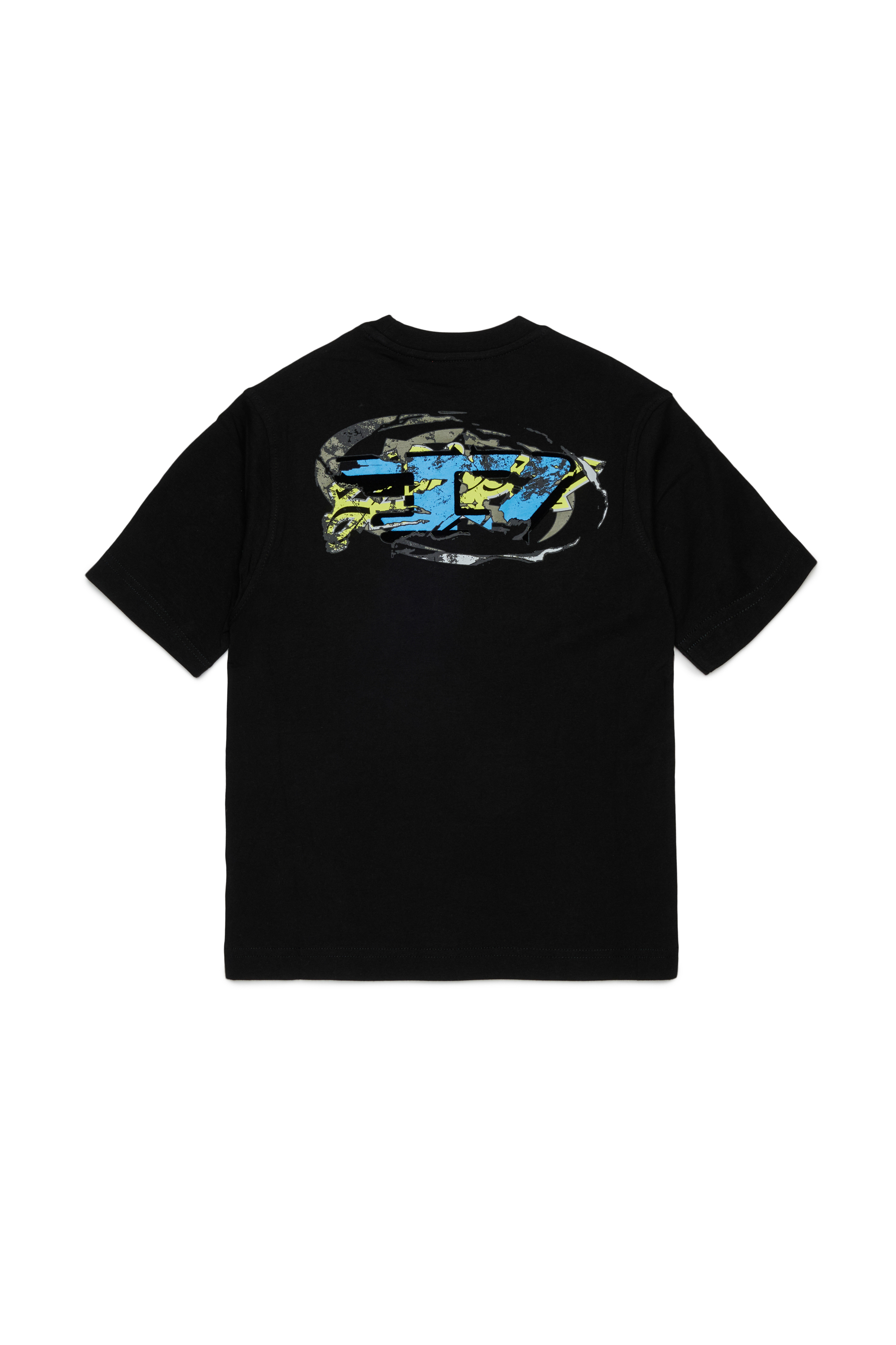Diesel - TSCRAP OVER, T-shirt avec broderie Oval D et imprim&eacute; flock Homme in Noir - 2
