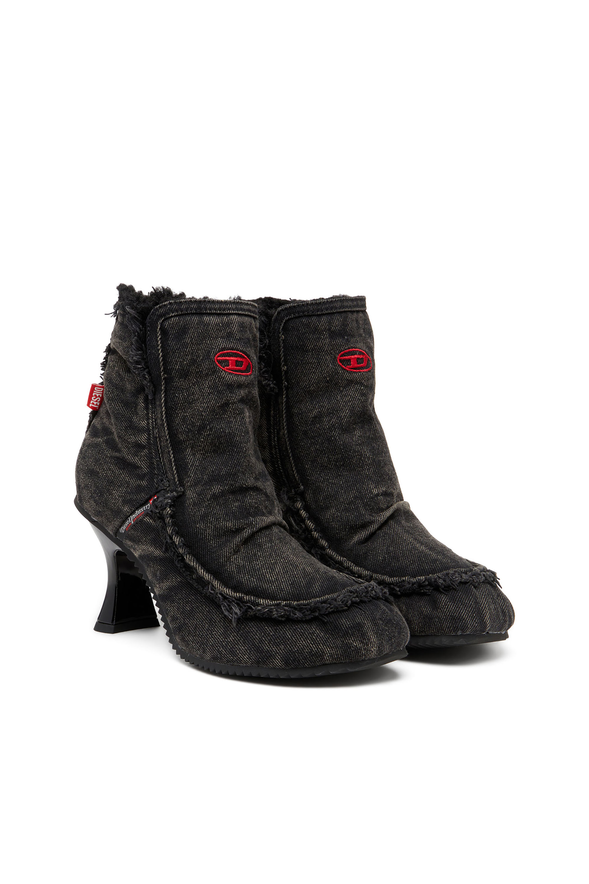 Diesel - D-WOODSTOCK HEEL AB, D-Woodstock - Bottes en denim à talon Femme in Noir - 2