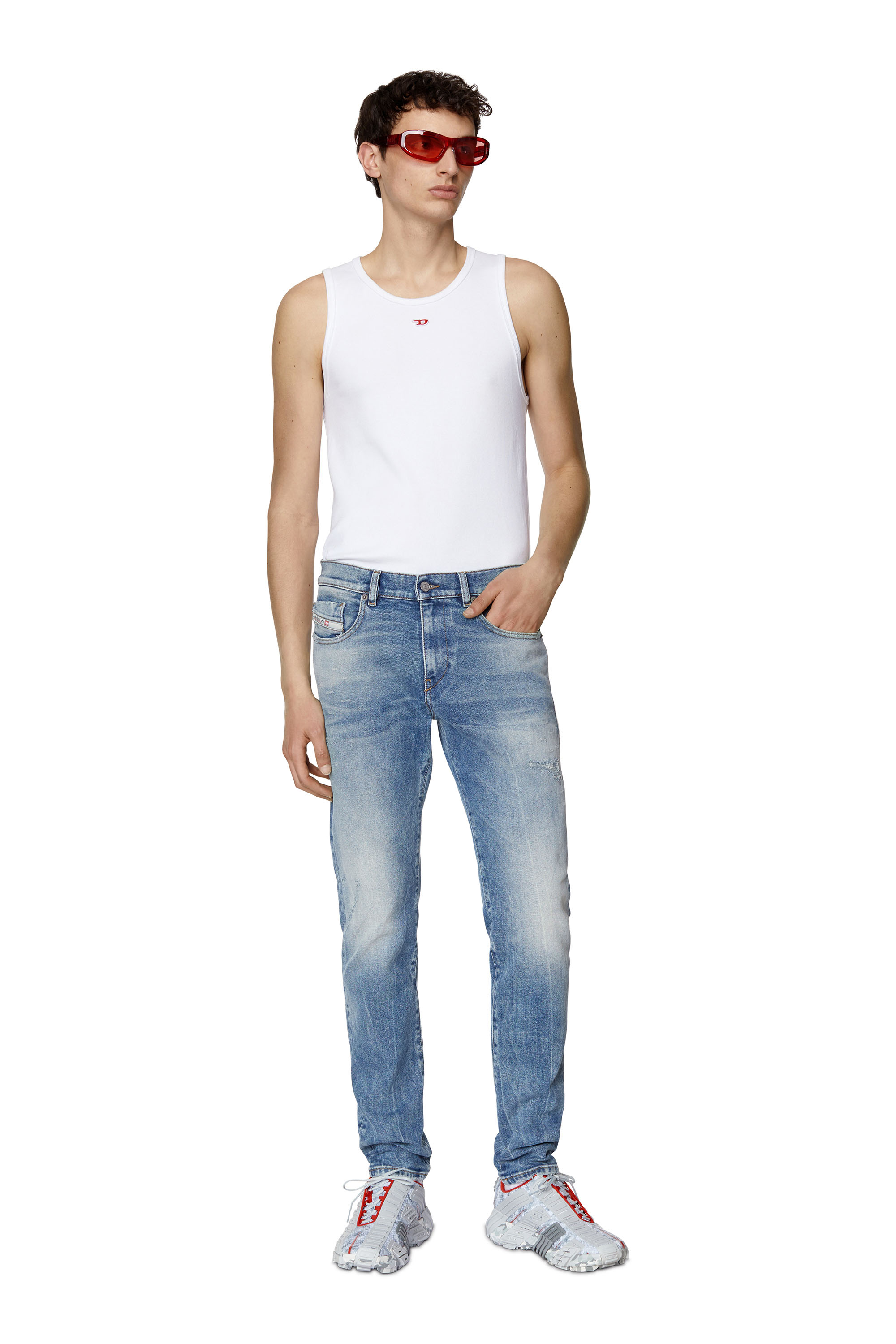 Diesel - 2019 D-STRUKT 009MW Slim Jeans, Bleu Clair - Image 5