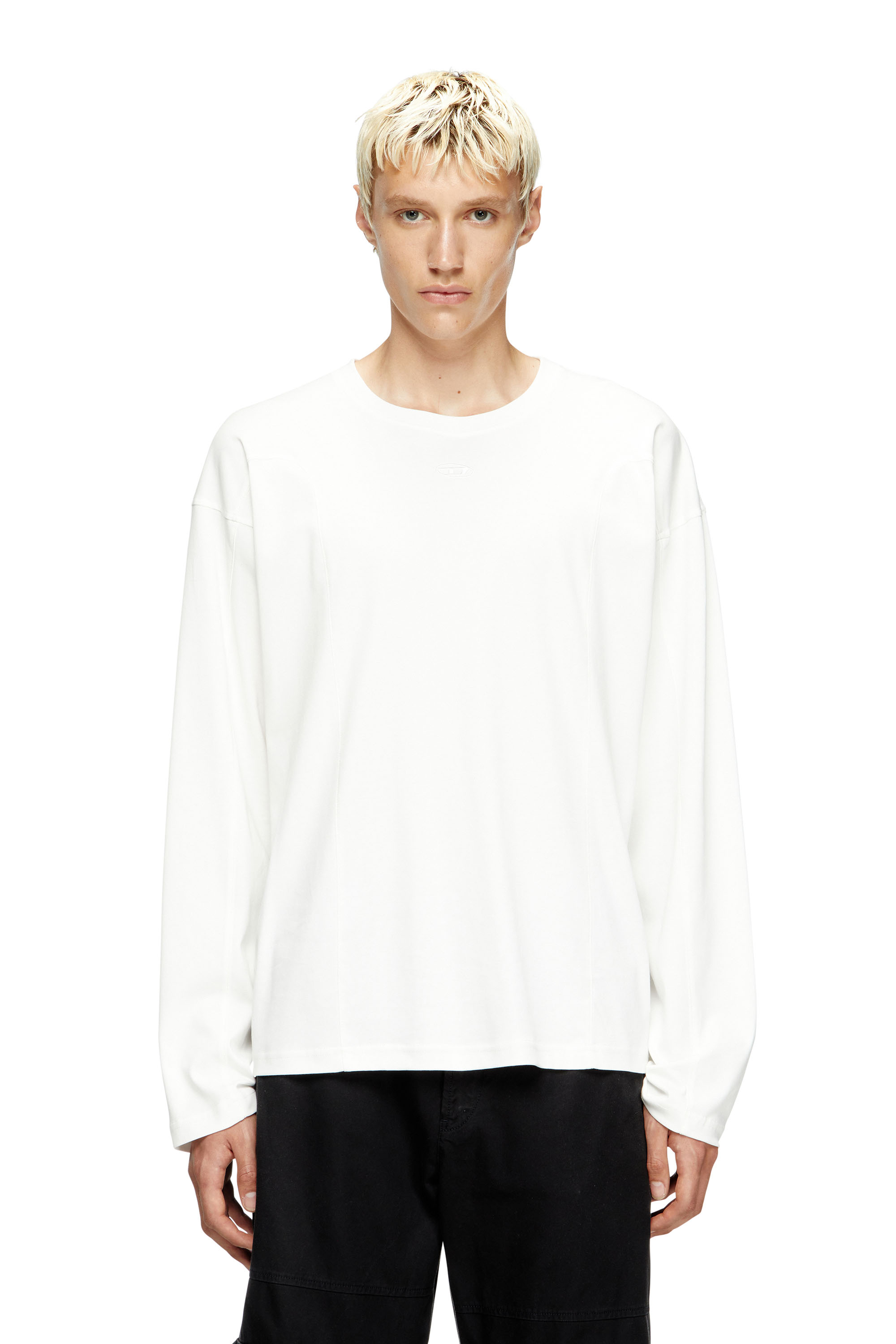 Diesel - T-BOXT-LS-INT, T-shirt à manches longues avec empiècements Homme in Blanc - 1
