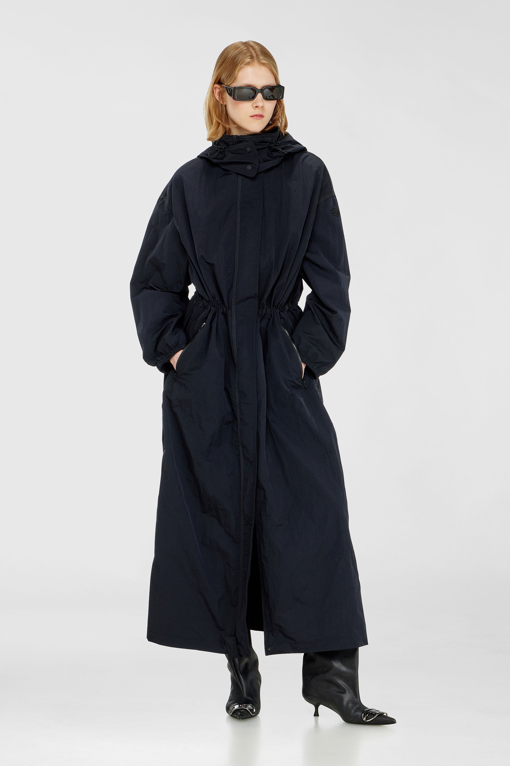 Diesel - G-ASTER-T1, Trench en nylon avec capuche amovible Femme in Bleu - 2