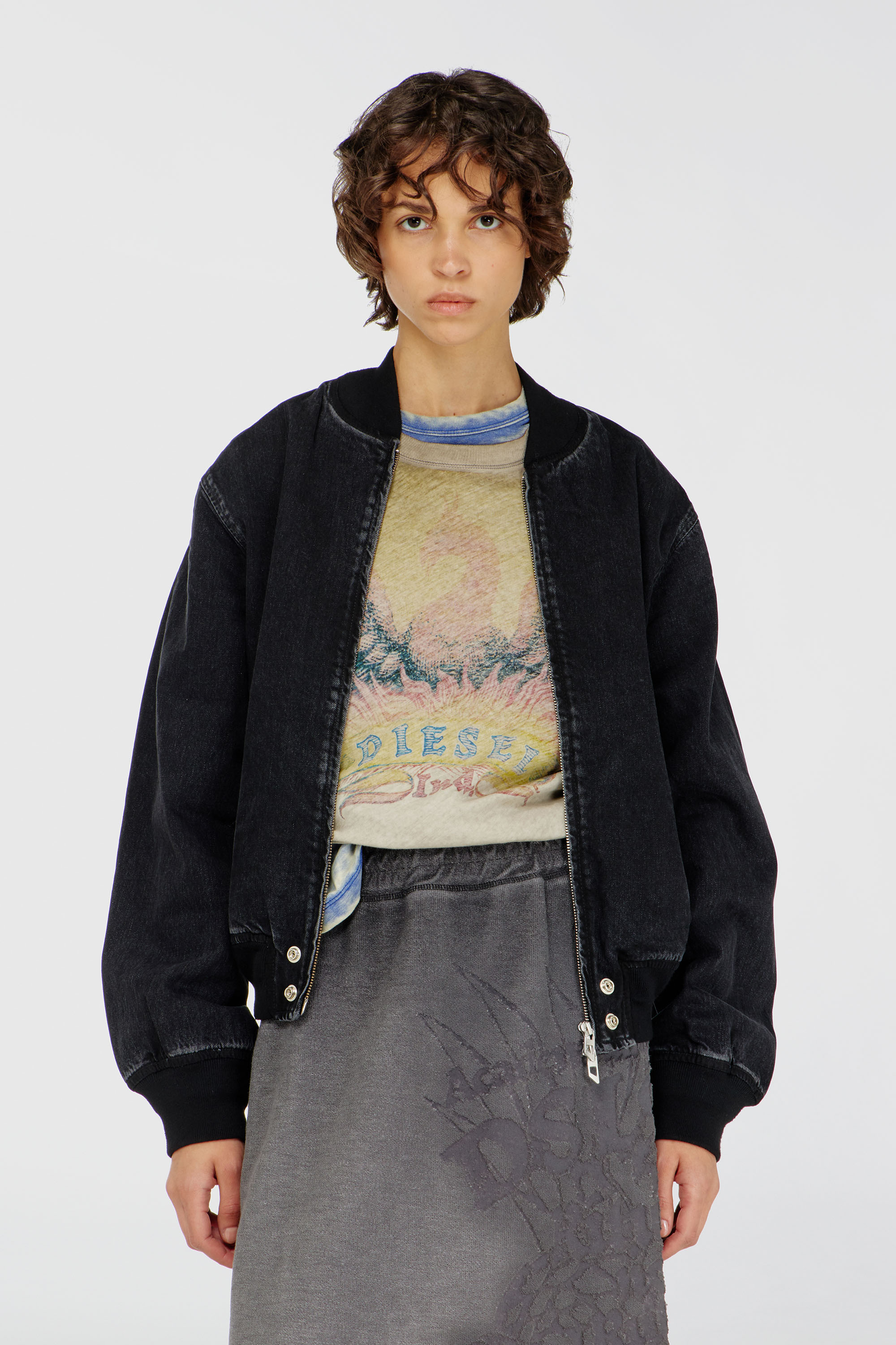 Diesel - D-GUZ, Blouson aviateur en denim Mixte in Noir - 6