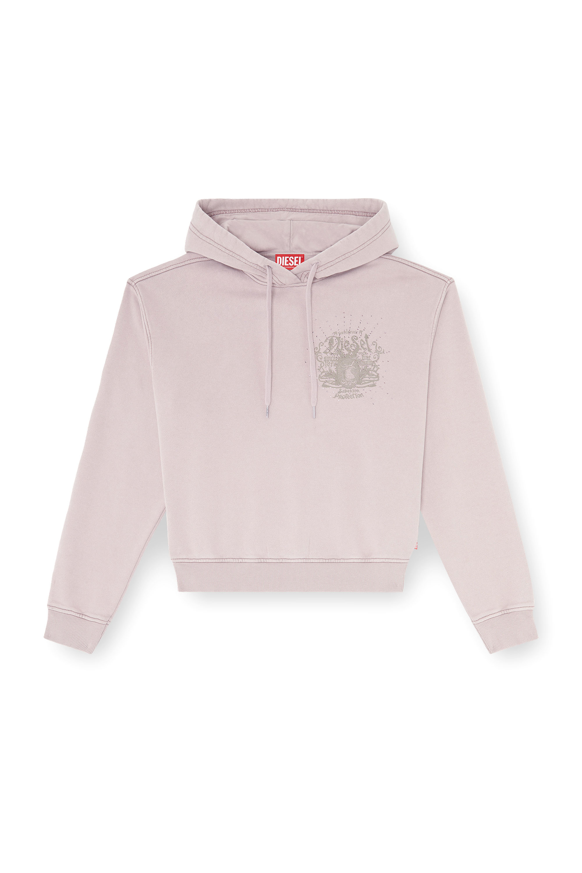 Diesel - F-PHOENY, Sweat &agrave; capuche avec imprim&eacute;s et clous strass Femme in Violet - 3