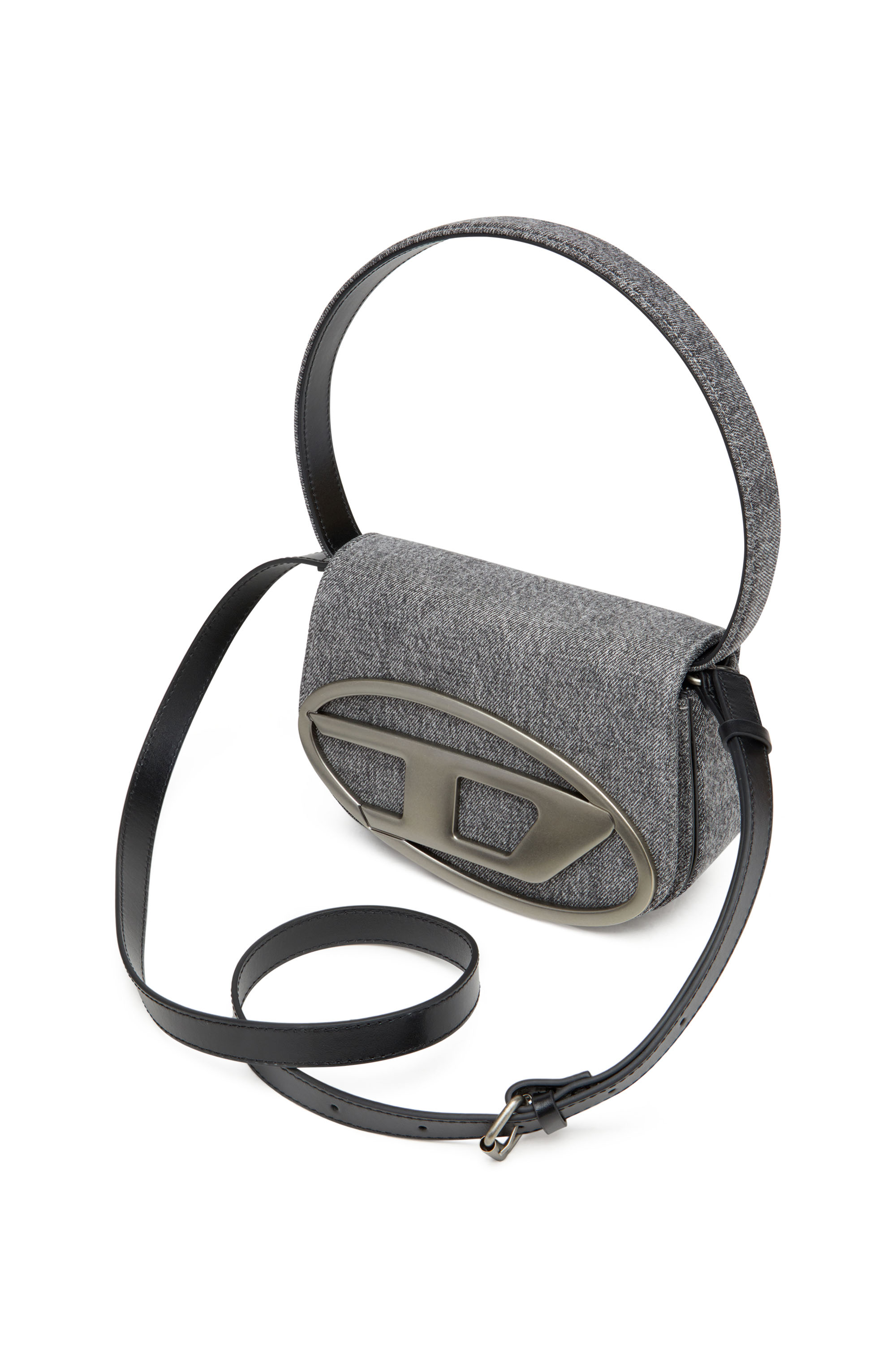 Diesel - 1DR, Iconic shoulder bag in stonewashed denim Femme in Noir - 5