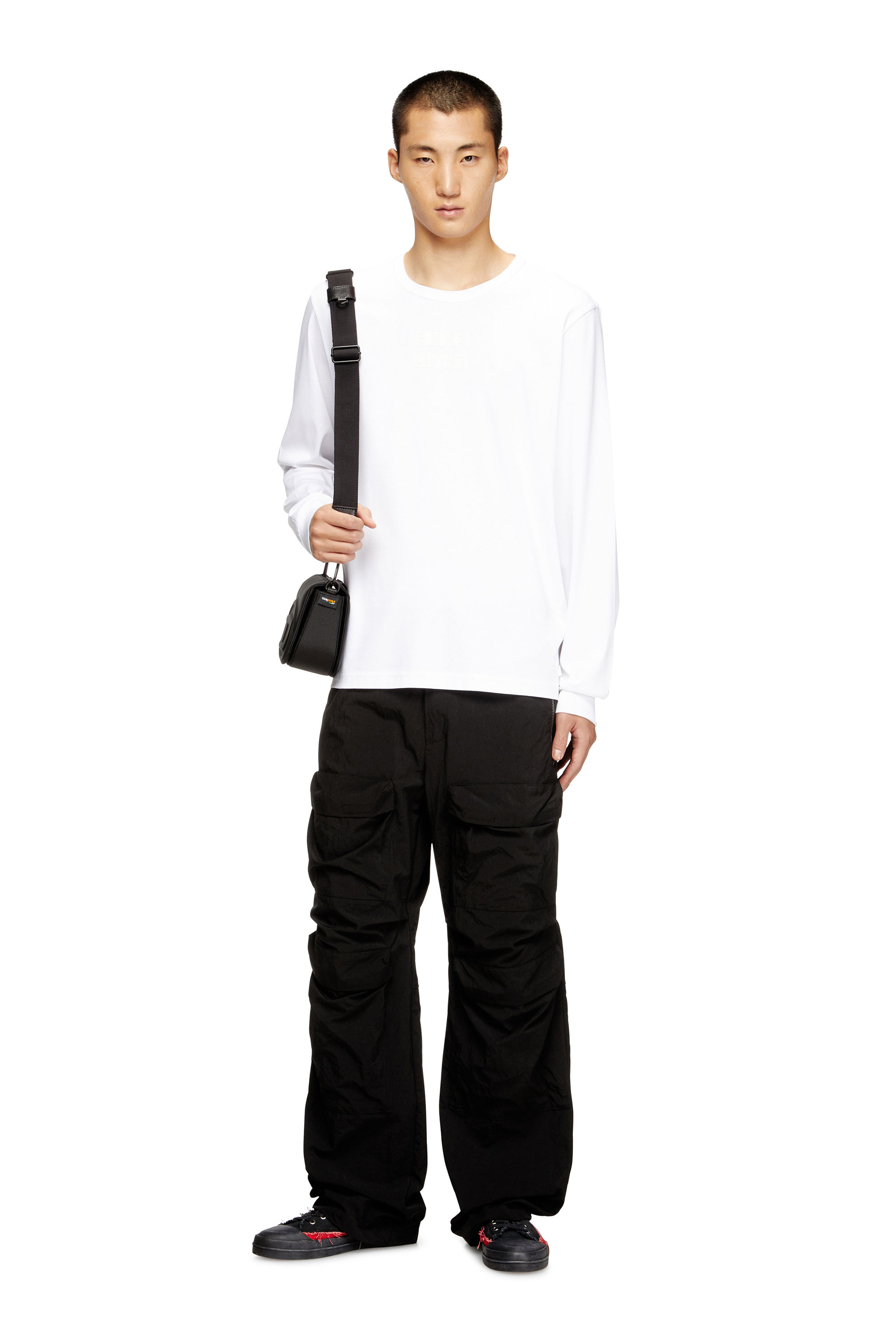 Diesel - T-MADJUST-LS-T1, T-shirt en coton à manches longues Homme in Blanc - 2