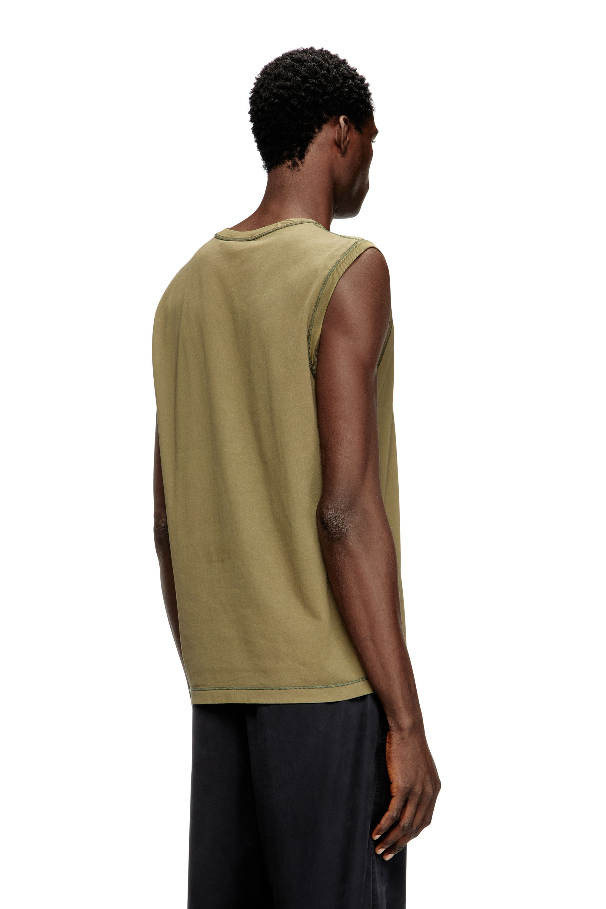 Diesel - T-BISCO-IOD, Haut en coton sans manches avec Ovale D métallique Homme in Vert - 4