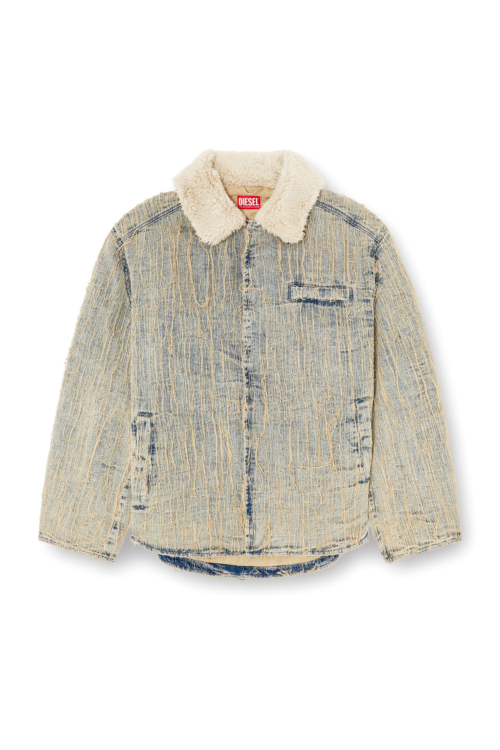 Diesel - D-IVAR-S, Veste en denim jacquard à fils flottants Homme in Bleu - 3