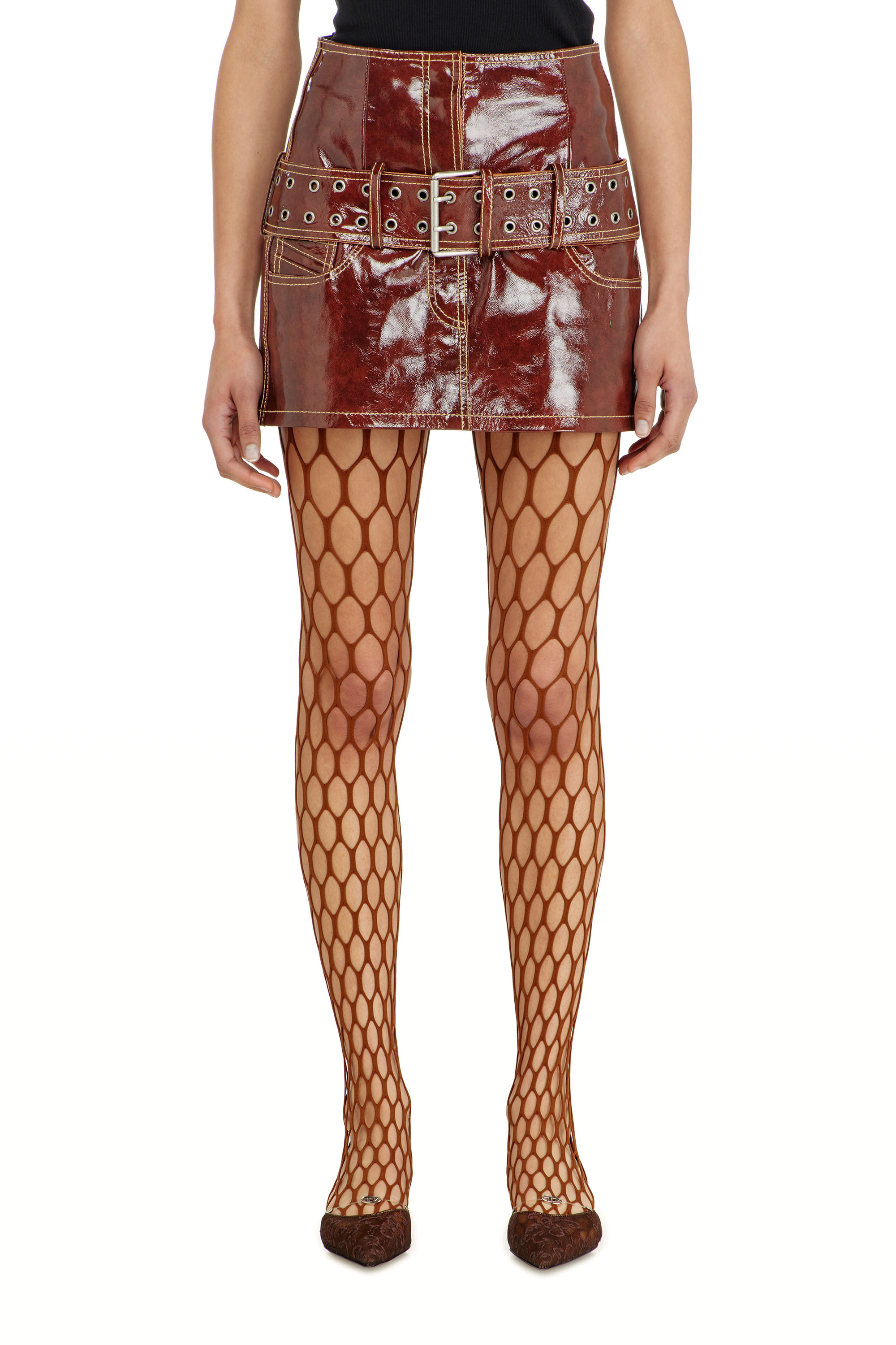 Diesel - L-EVANT, Mini-jupe en cuir verni avec ceinture Femme in ToBeDefined - 2