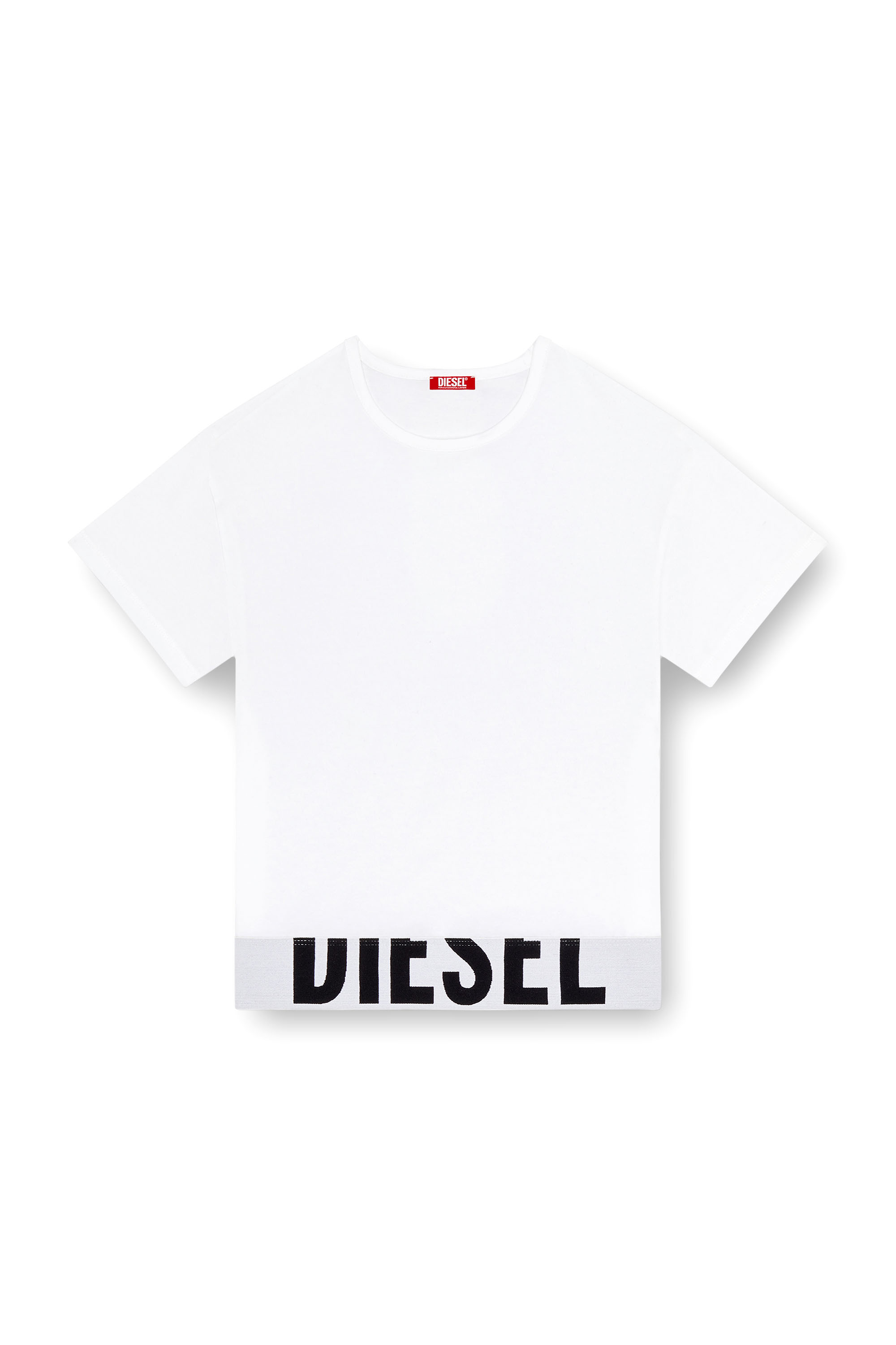 Diesel - UFTEE-SPORT-CROPPED-T-SHIRT, Top crop sportif avec bande à logo Femme in Blanc - 2