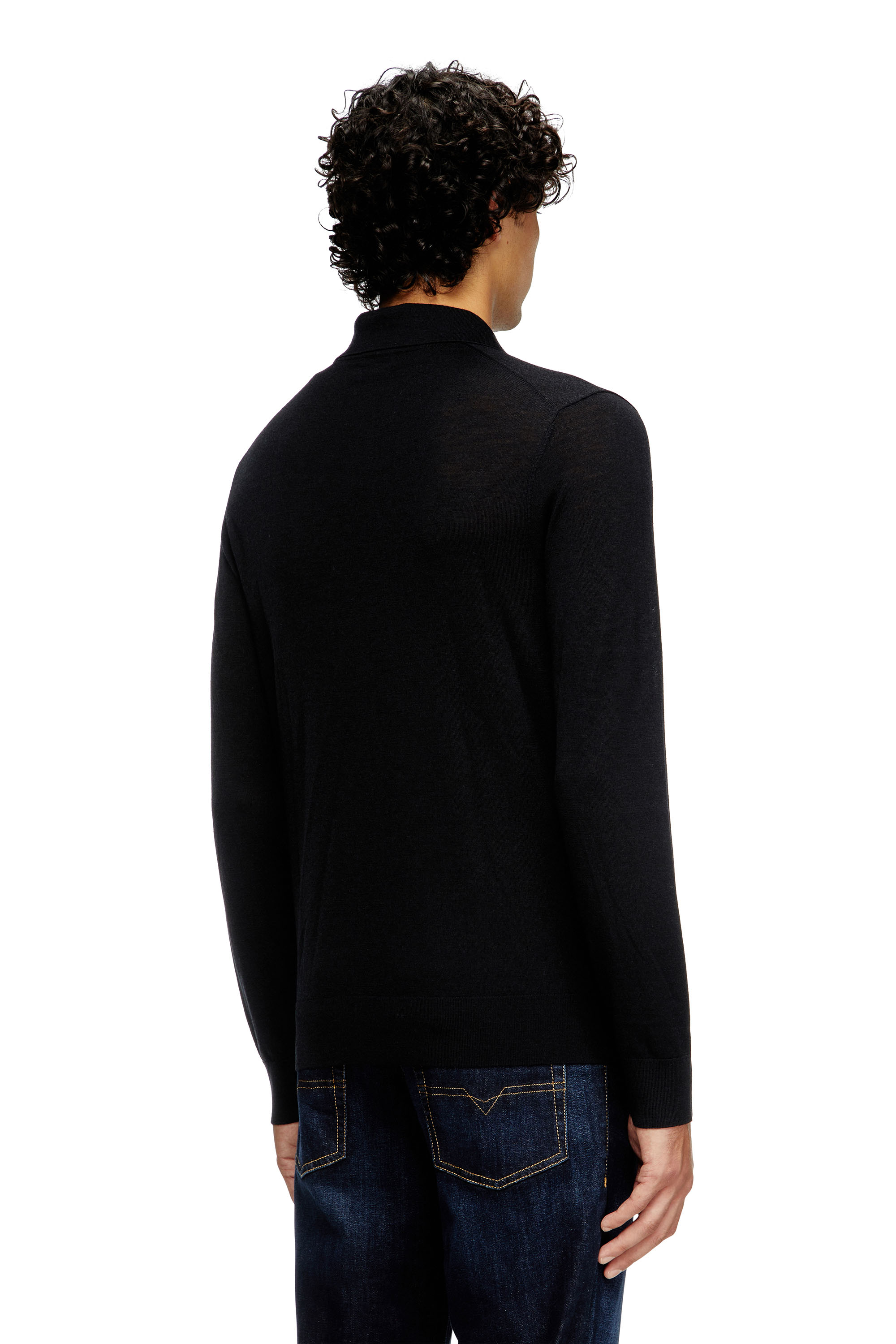 Diesel - K-GLARE, Pull en laine avec col polo Homme in Noir - 4