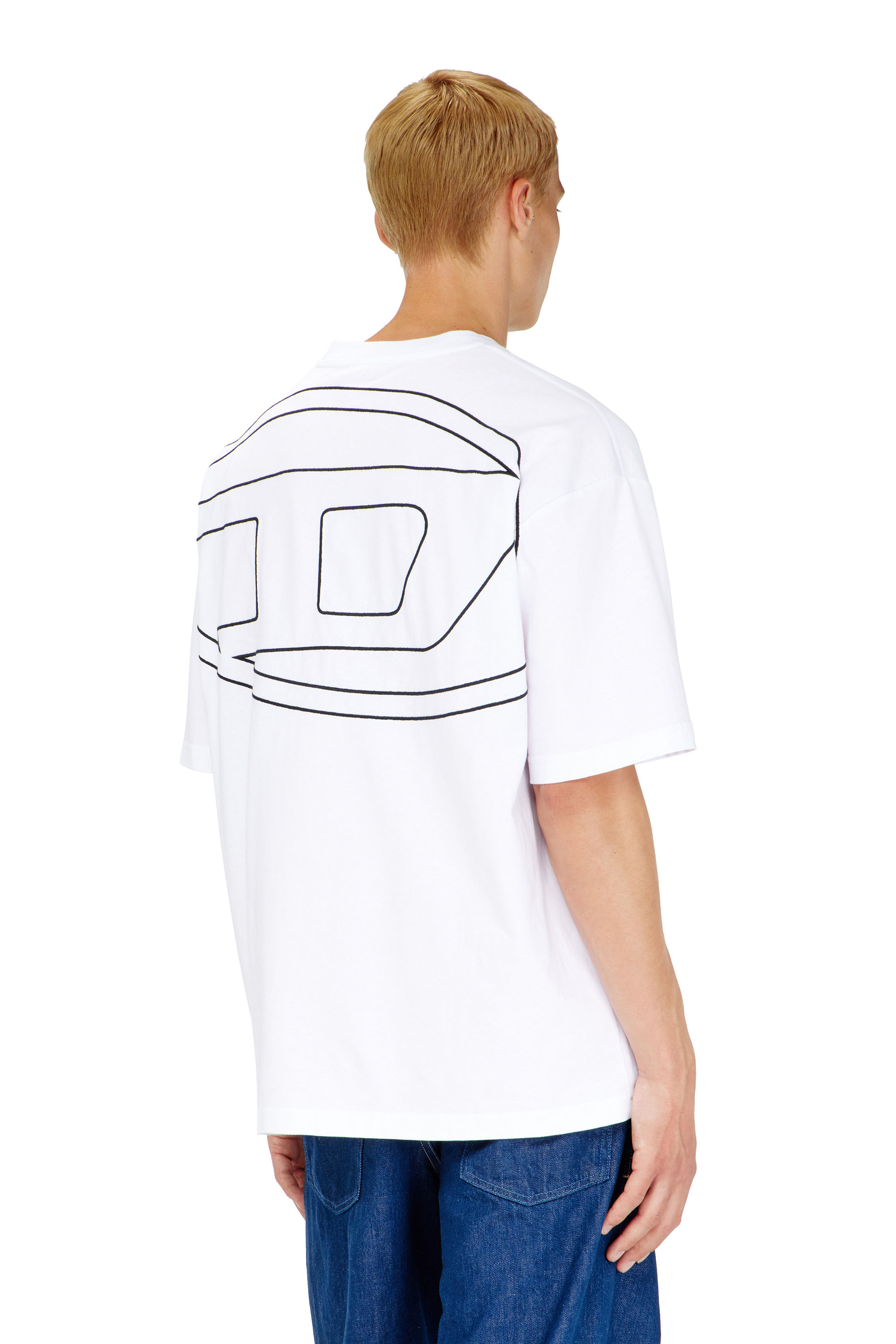 Diesel - T-BOGGY-MEGOVAL-D, T-shirt avec maxi oval D brod&eacute; Homme in Blanc - 4