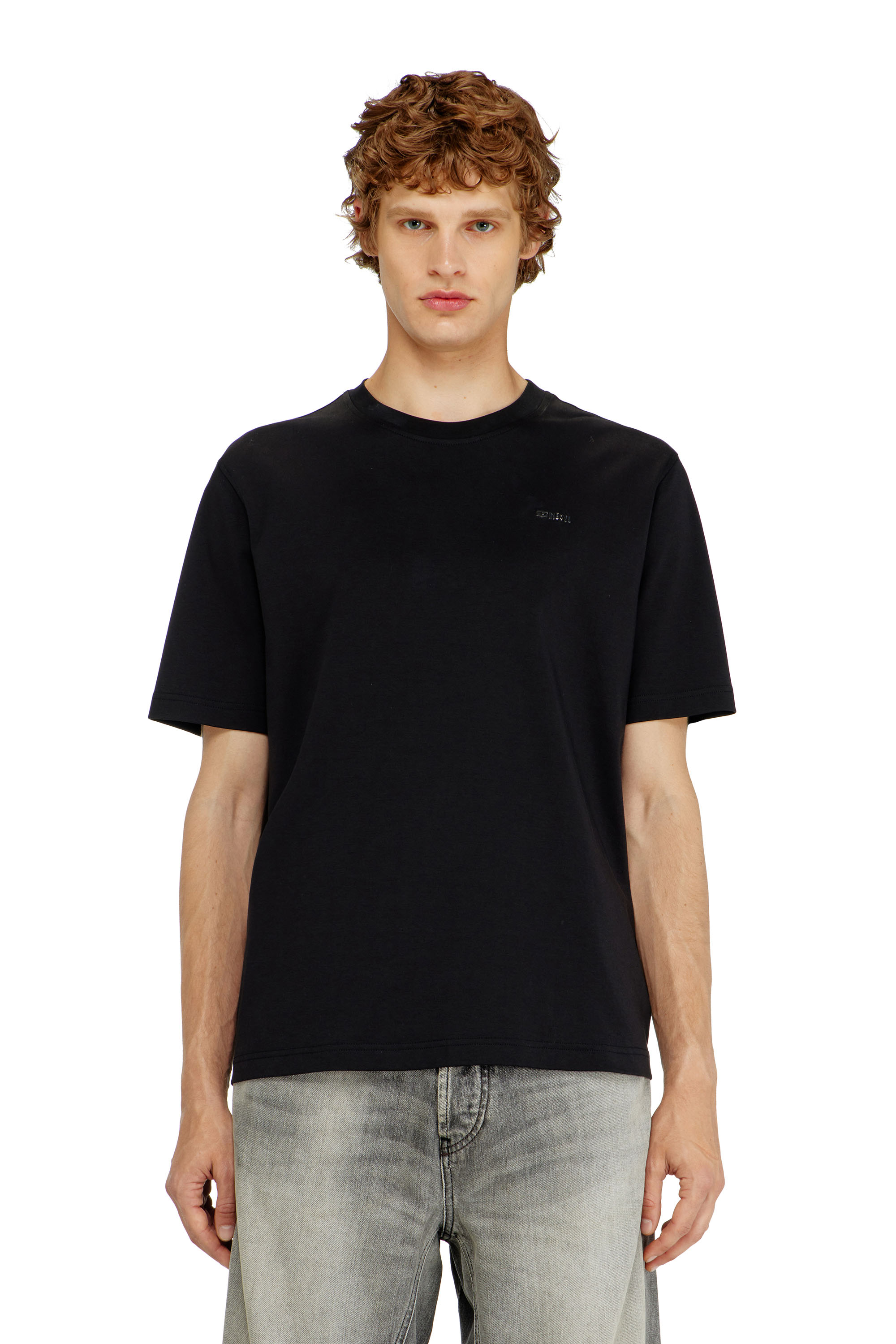 Diesel - T-ADJUST-MET, T-shirt en coton avec petit logo sur la poitrine Homme in Noir - 1