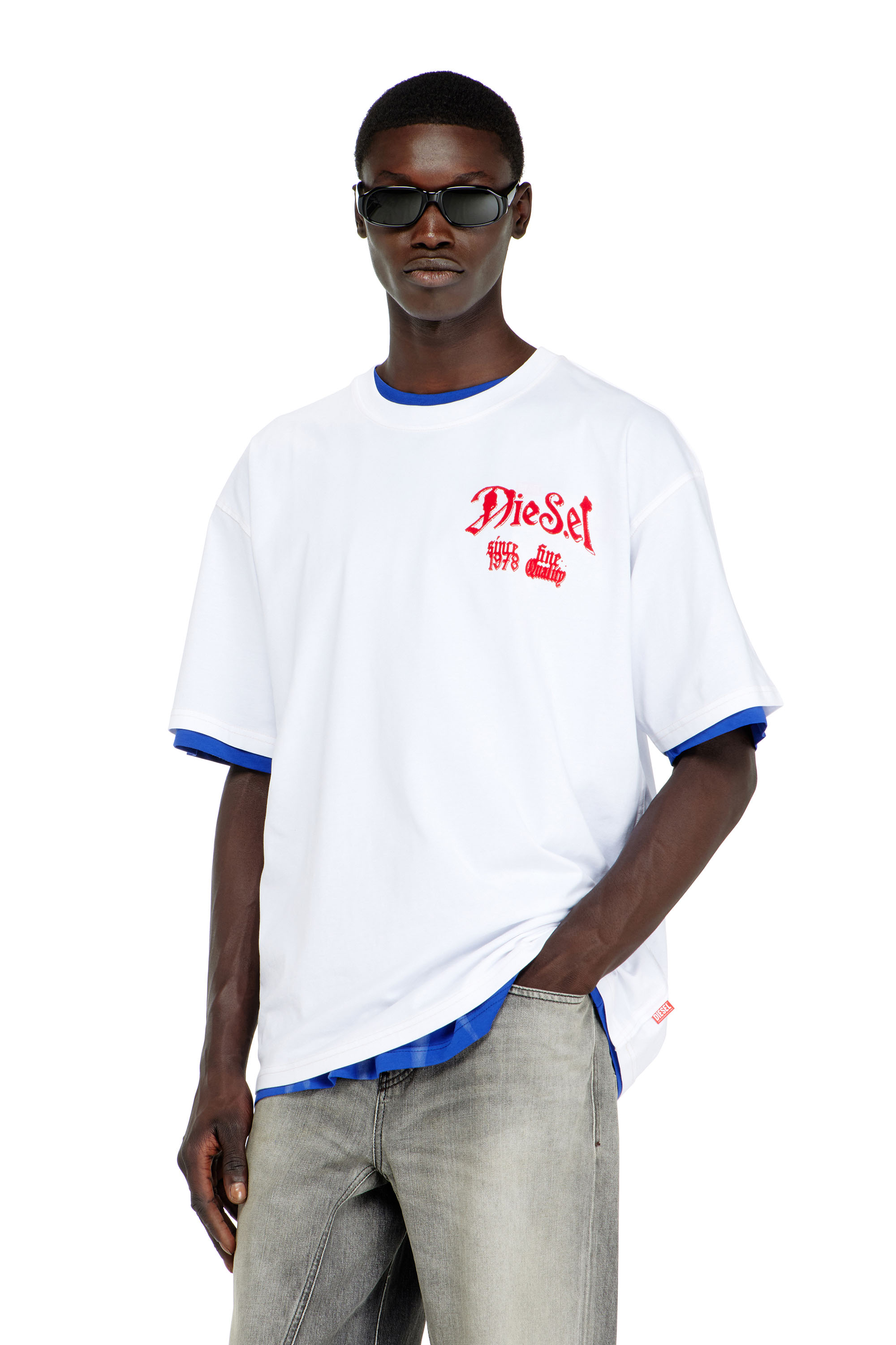 Diesel - T-BOXT-AA2, T-shirt en coton avec motif floqu&eacute; Homme in ToBeDefined - 1