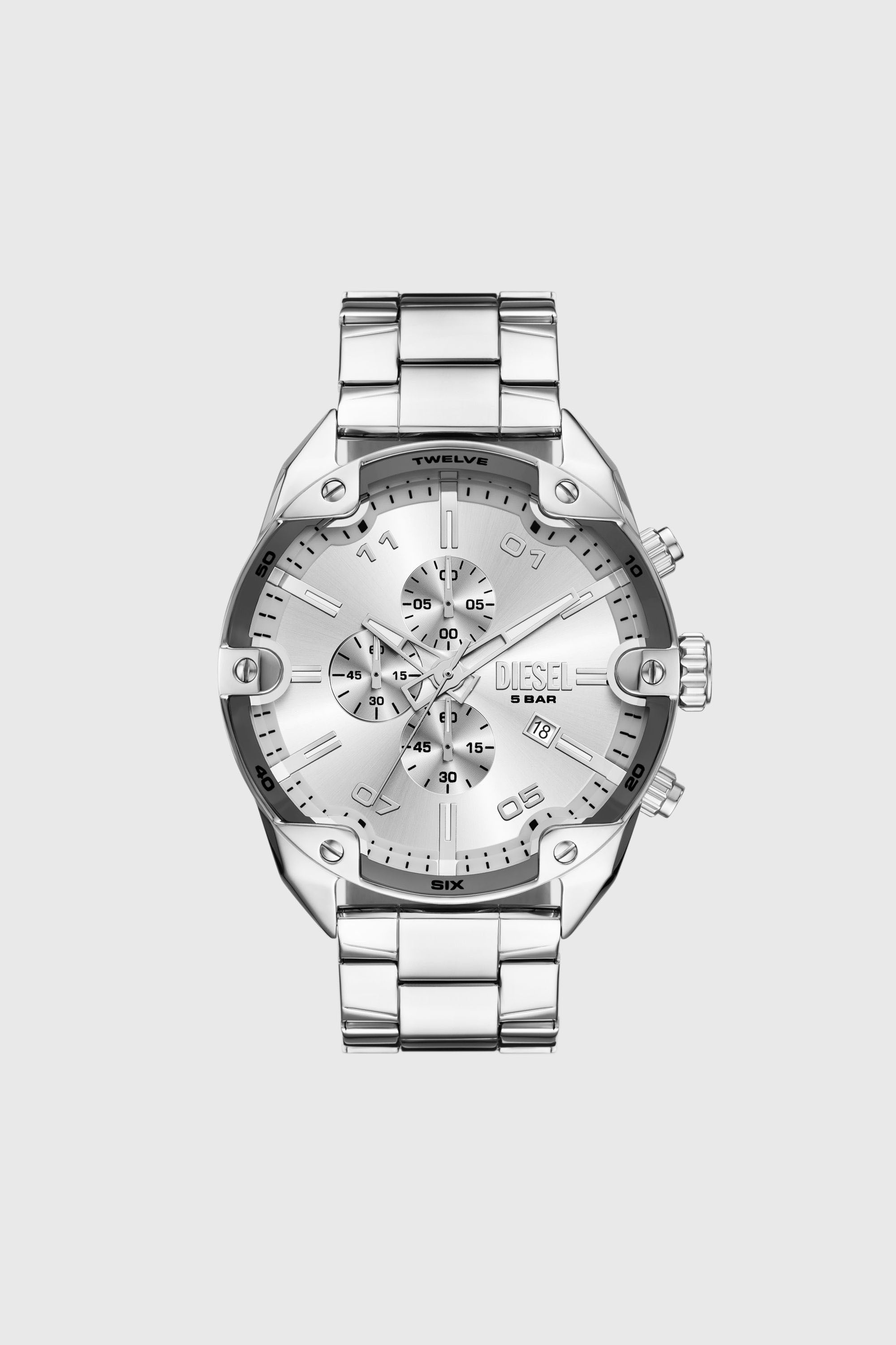 Diesel - DZ4677, Montre Spiked en acier inoxydable Homme in Gris argent&eacute; - 1