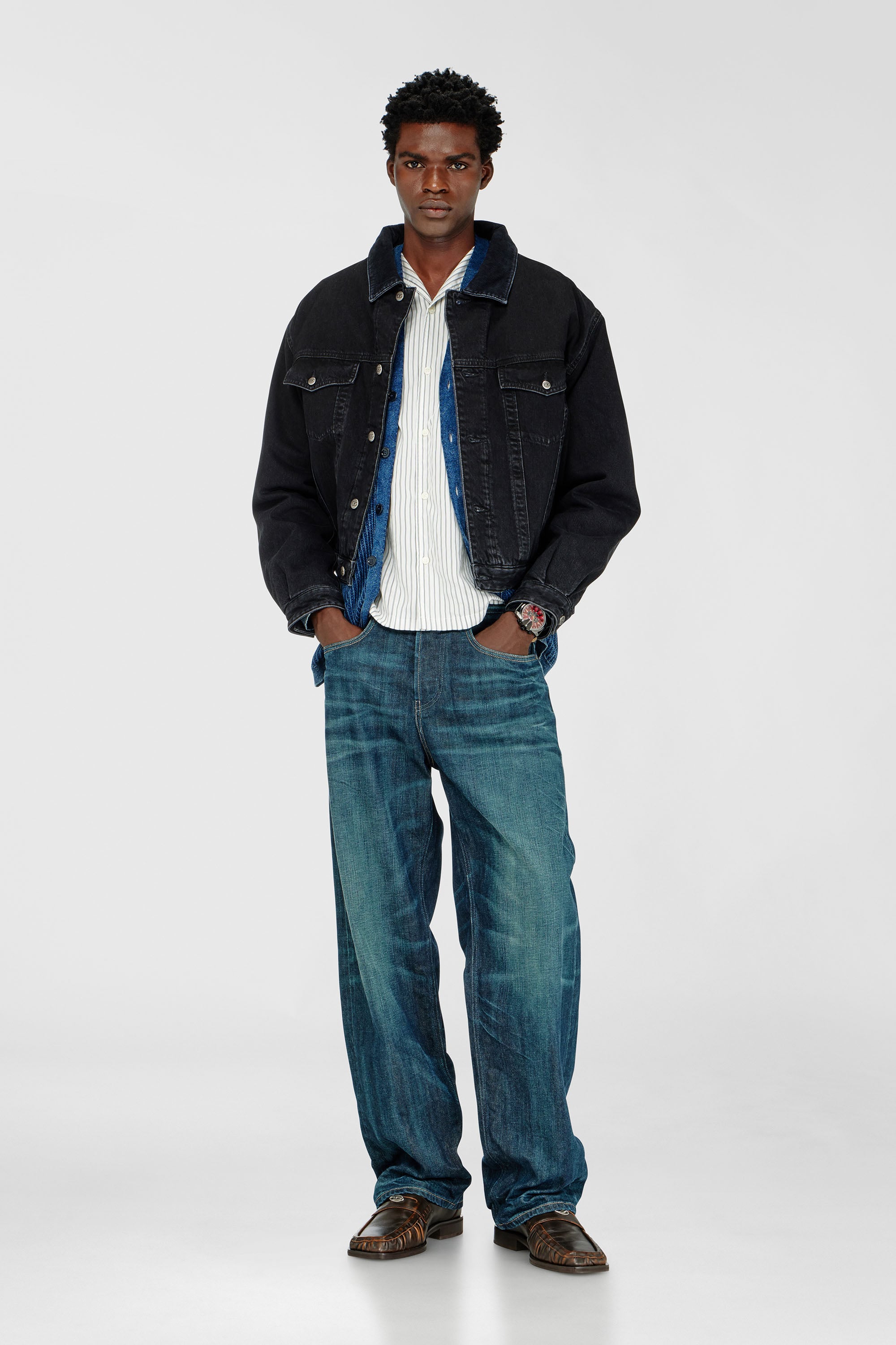 Diesel - D-RANGER-T, Veste rembourr&eacute;e de camionneur en denim Mixte in Noir - 2
