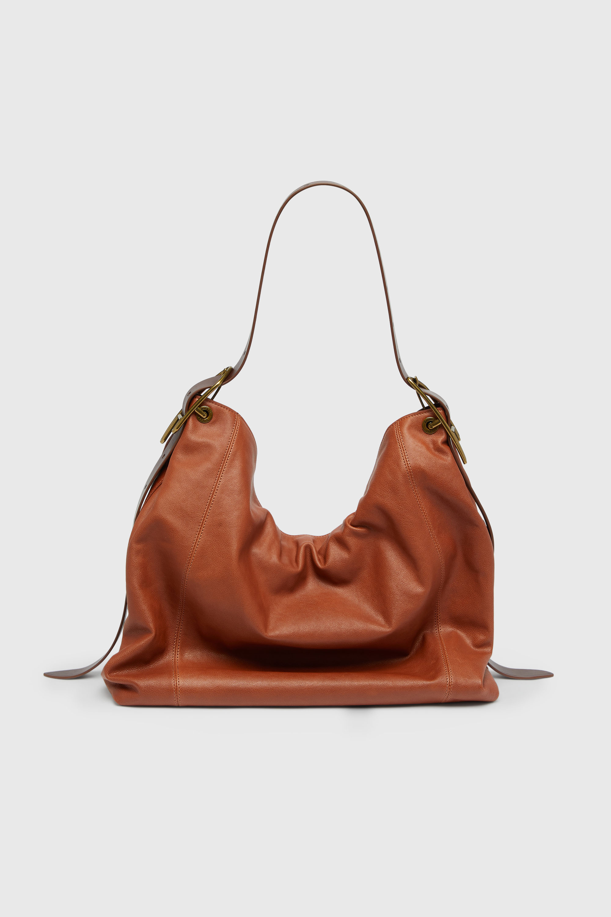 Diesel - D-LINE HOBO L, D-Line-Sac hobo en cuir brillant Femme in Marron - 3