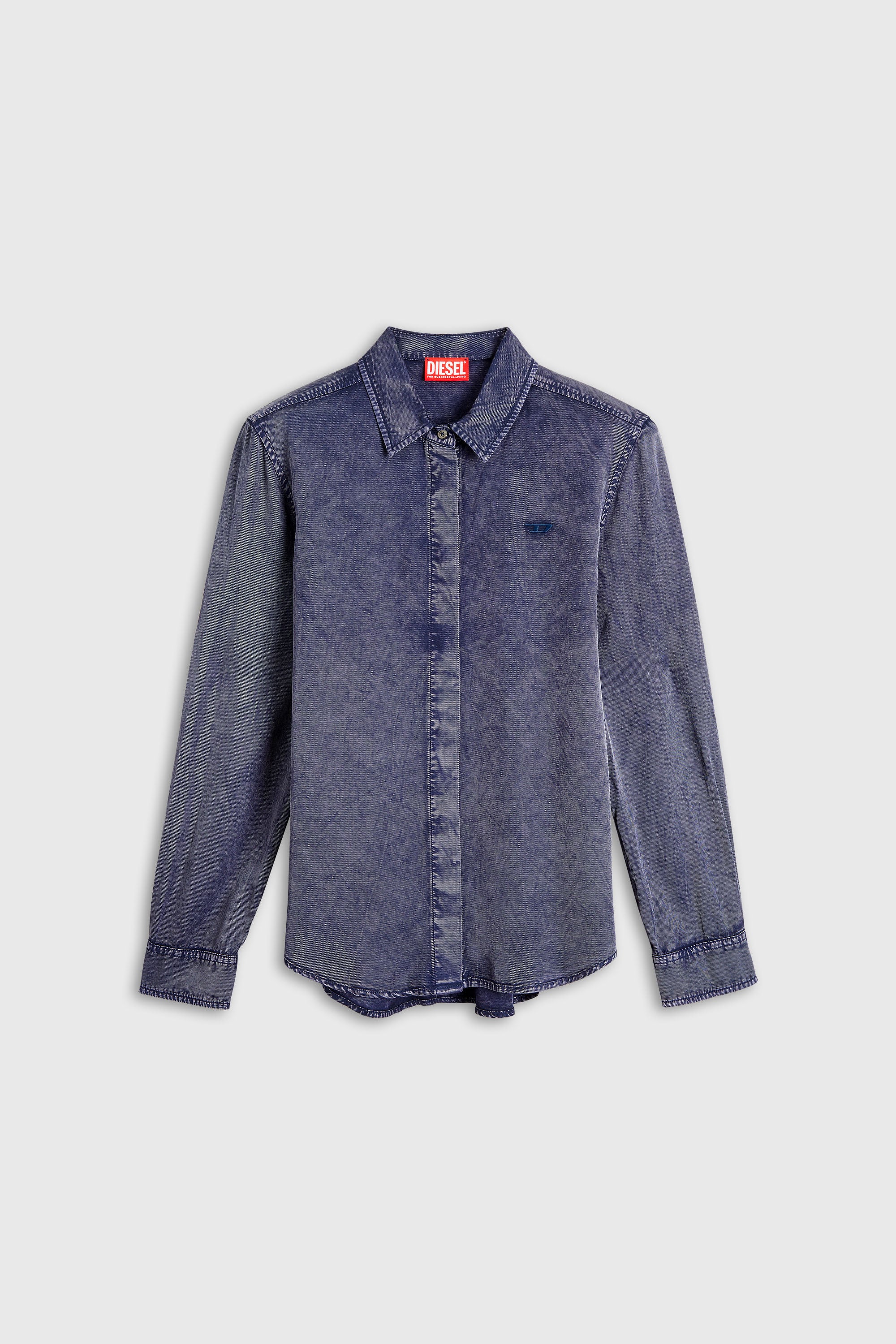 Diesel - C-RONORY-B2, Chemise fluide en viscose effet denim Femme in Bleu - 2