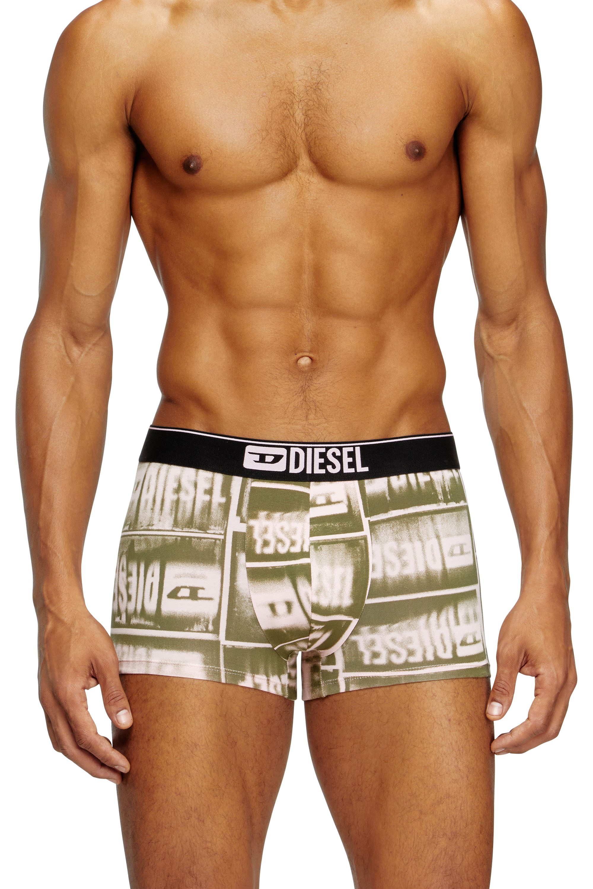Diesel - DAMIEN-D-BOX, Boxer avec imprimé à logo délavé Homme in Vert - 1
