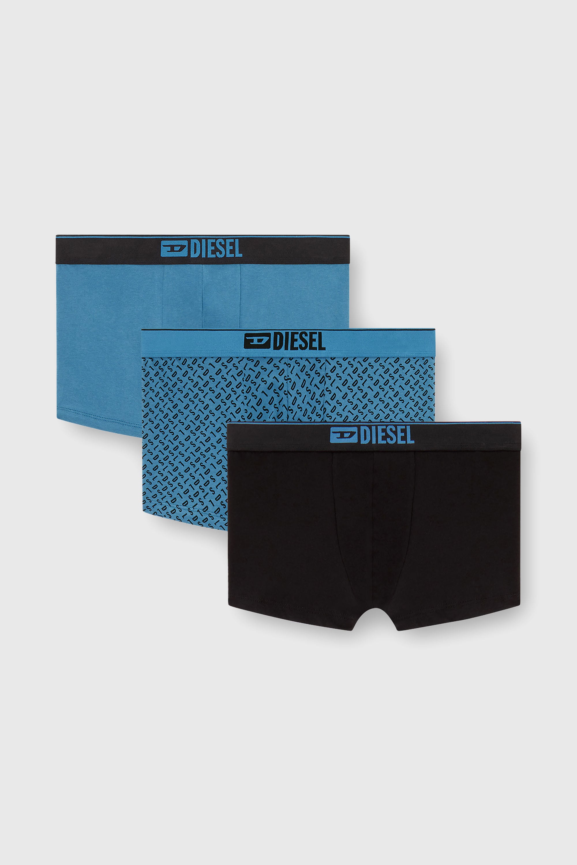 Diesel - DAMIEN-D-BOX-3PACK, Lot de trois trunks en coton stretch avec monogram Homme in Bleu - 1