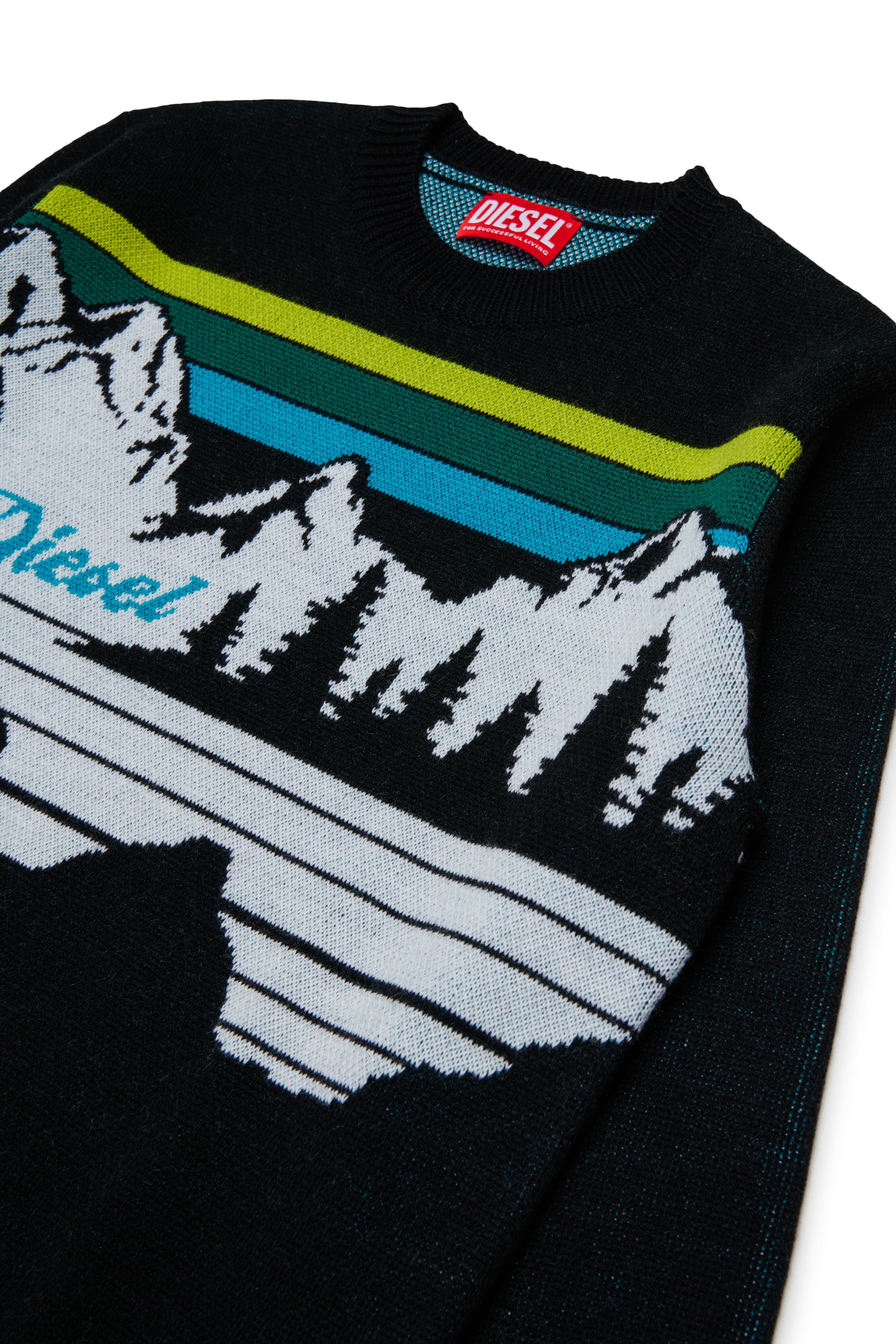 Diesel - KHILES OVER, Pull en m&eacute;lange de laine &agrave; motif montagne Mixte in Noir - 3