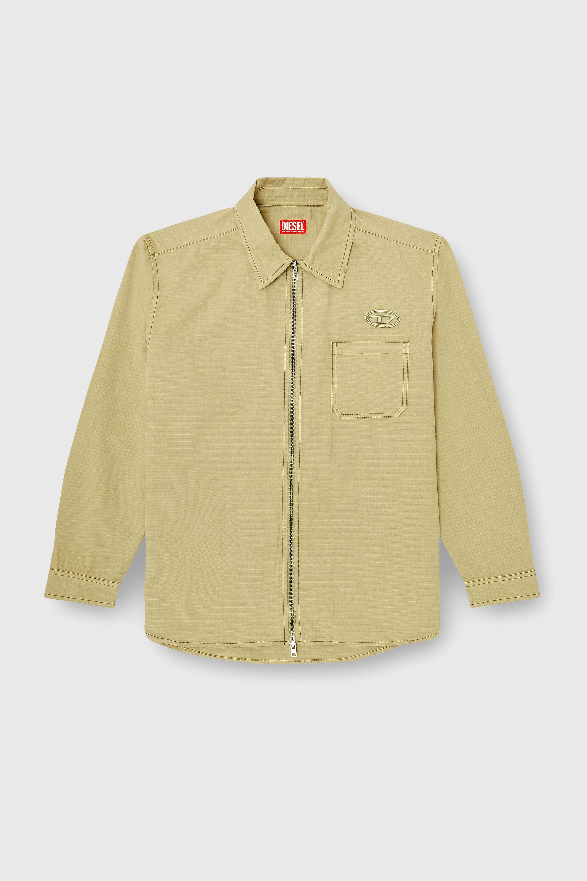 Diesel - S-ALIAS-ZIP, Chemise en ripstop avec fermeture zipp&eacute;e Homme in Beige - 2